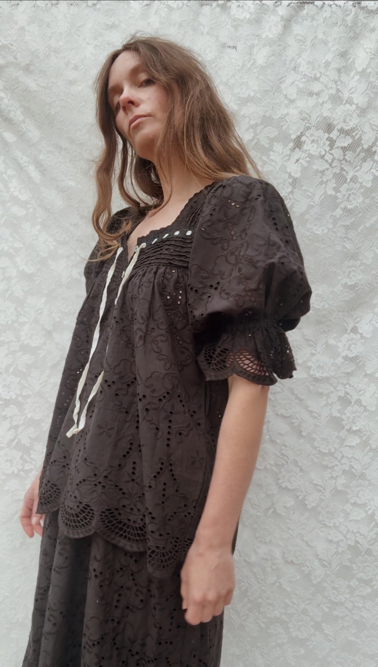 100% RECYCLED COTTON - MORNING SONG BLOUSE BLACK