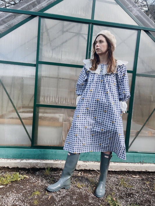 100% RECYCLED COTTON - MARTHA BLUE GINGHAM