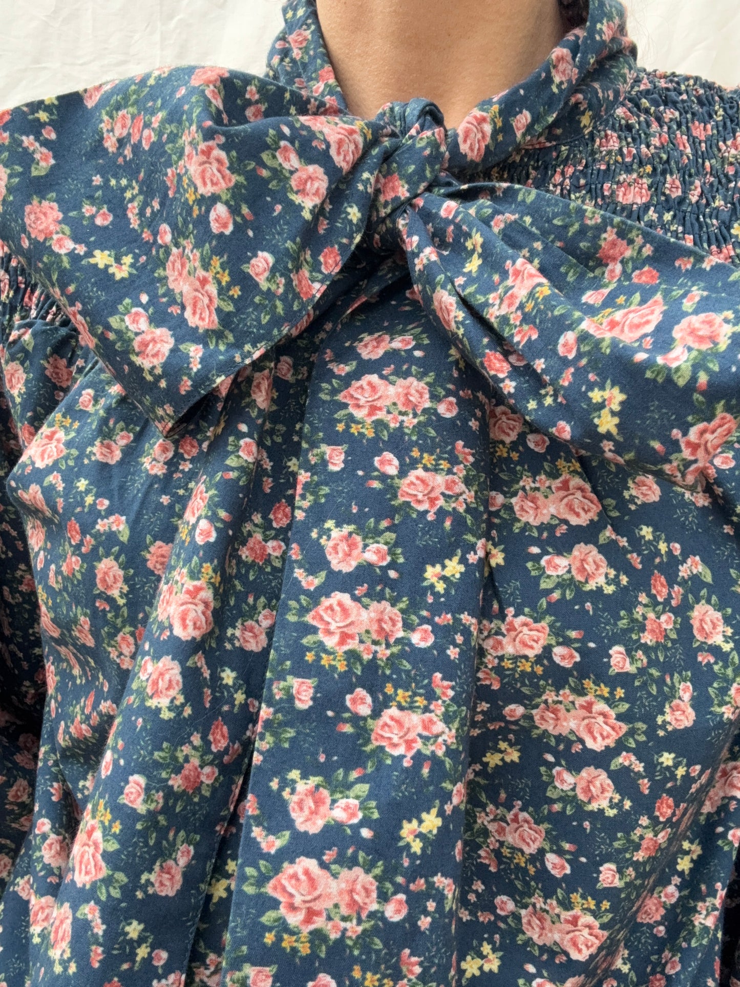 100% RECYCLED COTTON - CLOTHILDE BLOUSE NAVY FLORAL