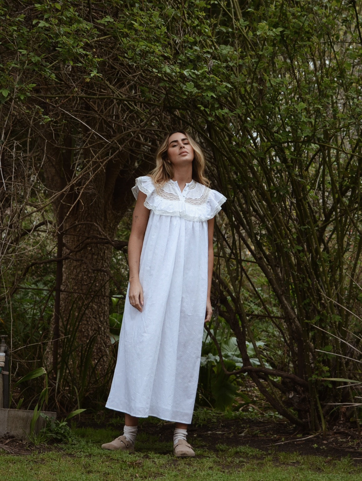 100% RECYCLED COTTON - REVERIE DRESS WHITE