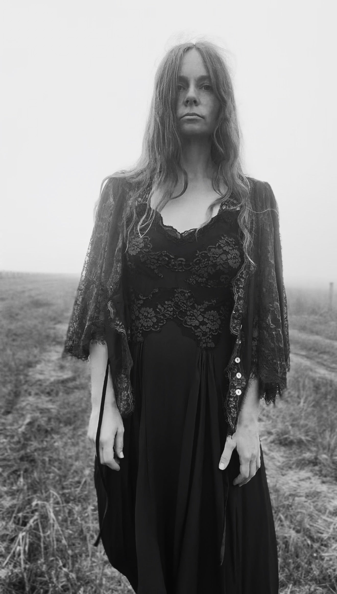 PREORDER AURORA SILK & LACE DRESS - BLACK