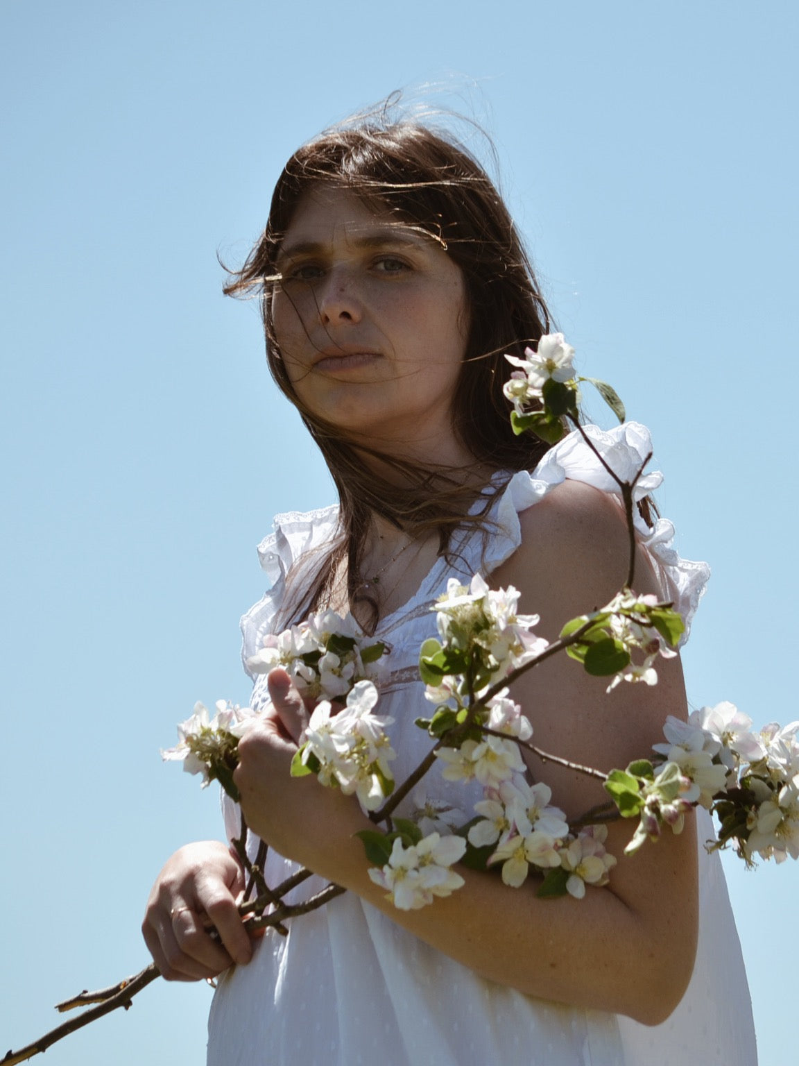 100% RECYCLED COTTON - ALICE DRESS -  WHITE