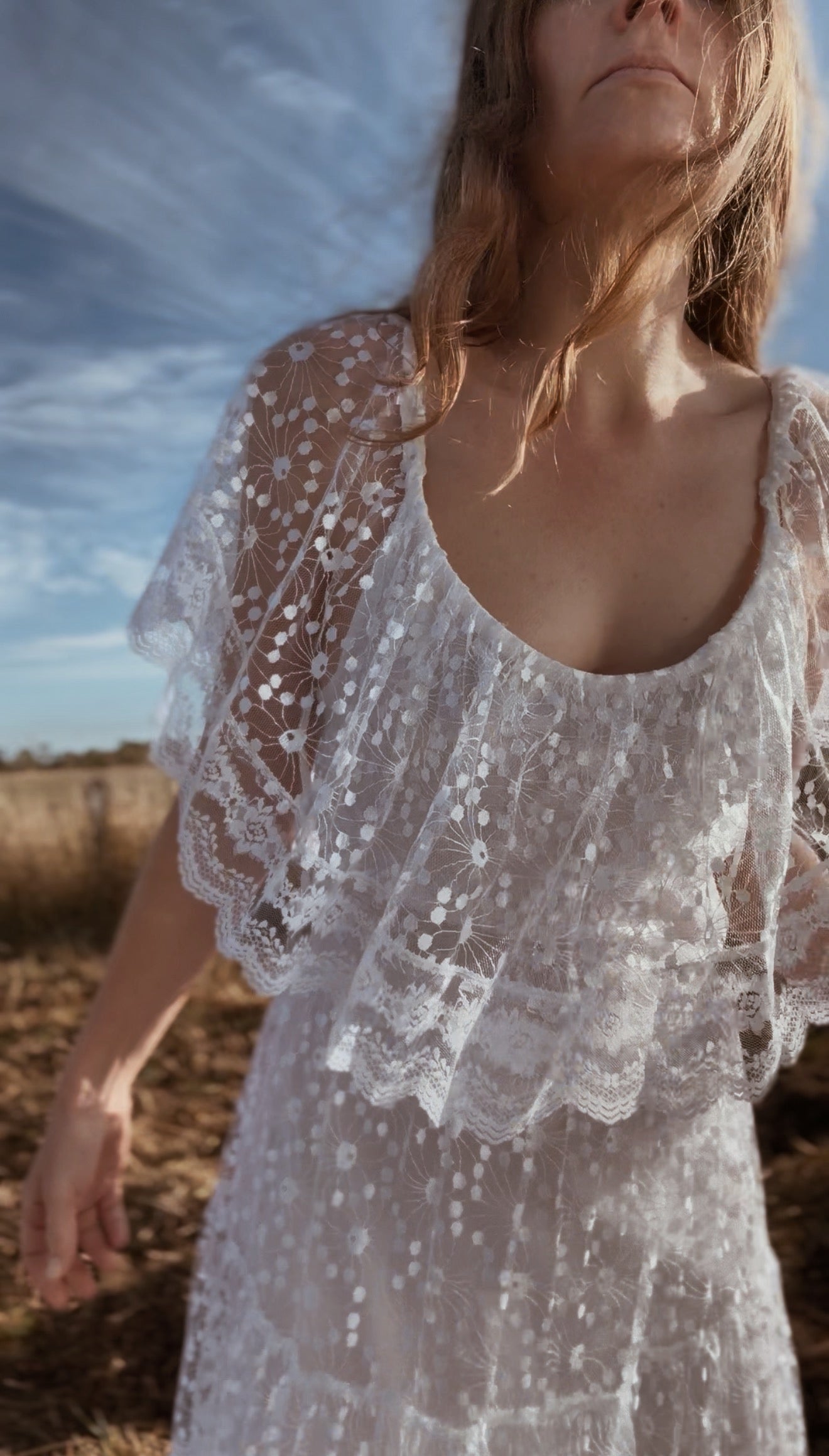 VINTAGE STEFAN EXCLUSIVE LACE PRAIRIE DRESS - MADE IN ENGLAND XS-S