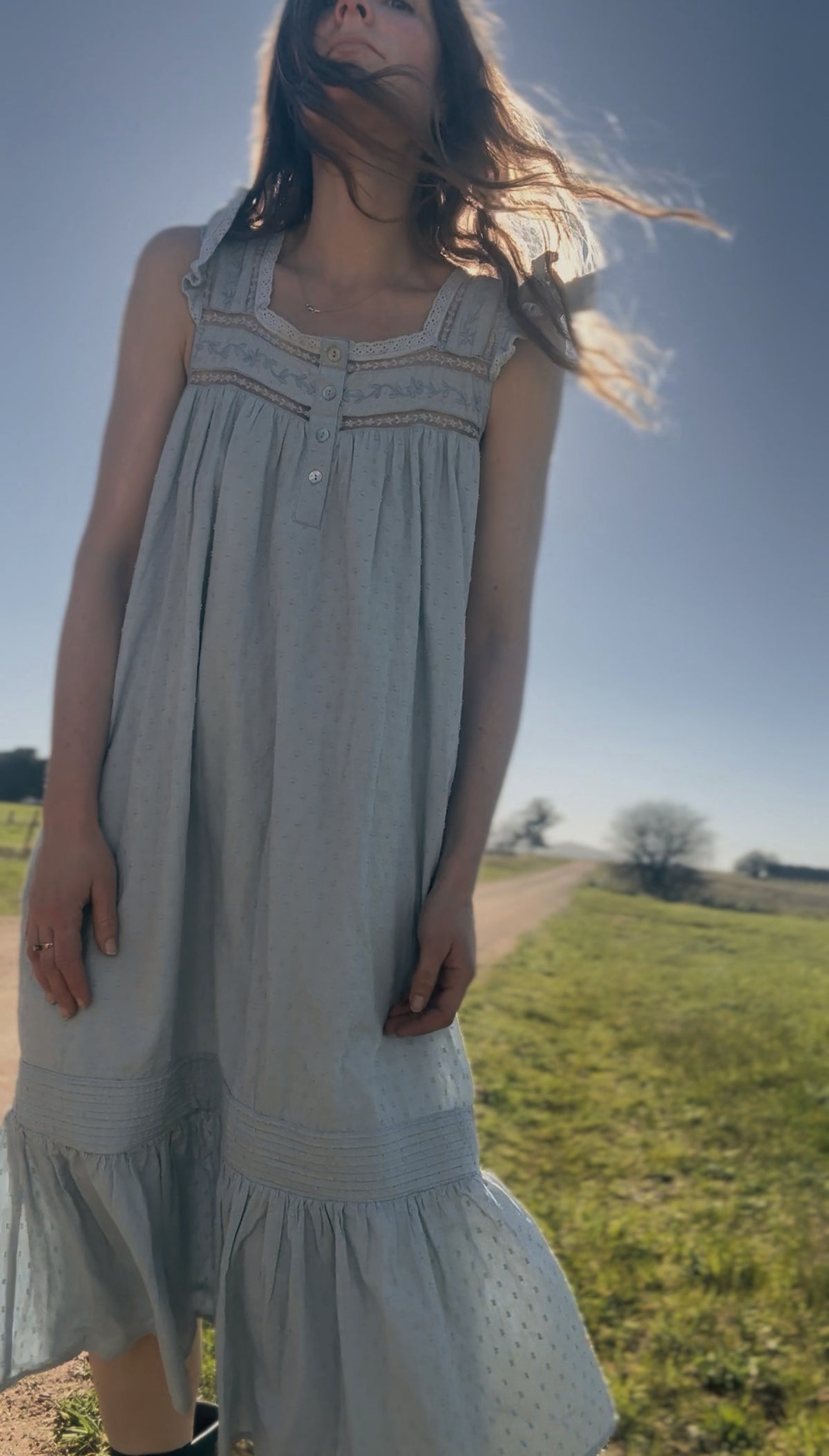 100% RECYCLED COTTON - ALICE DRESS BABY BLUE