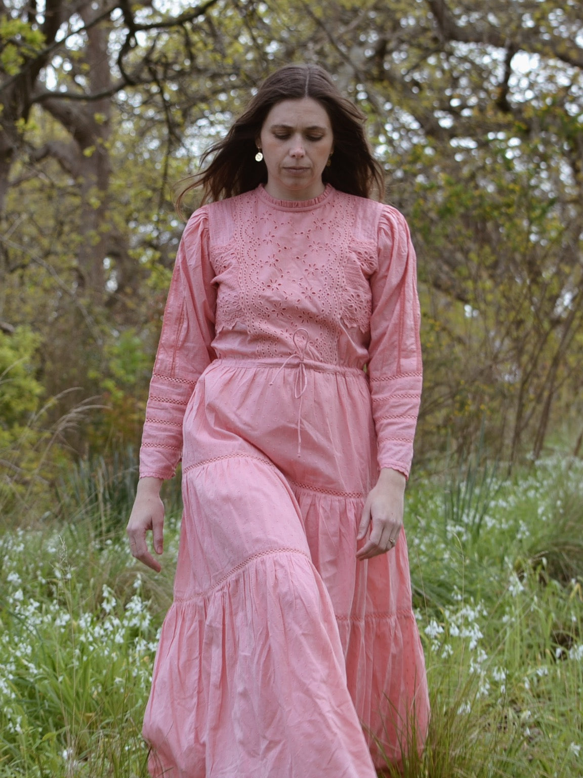 SAINSBURY COTTON LACE DRESS PINK