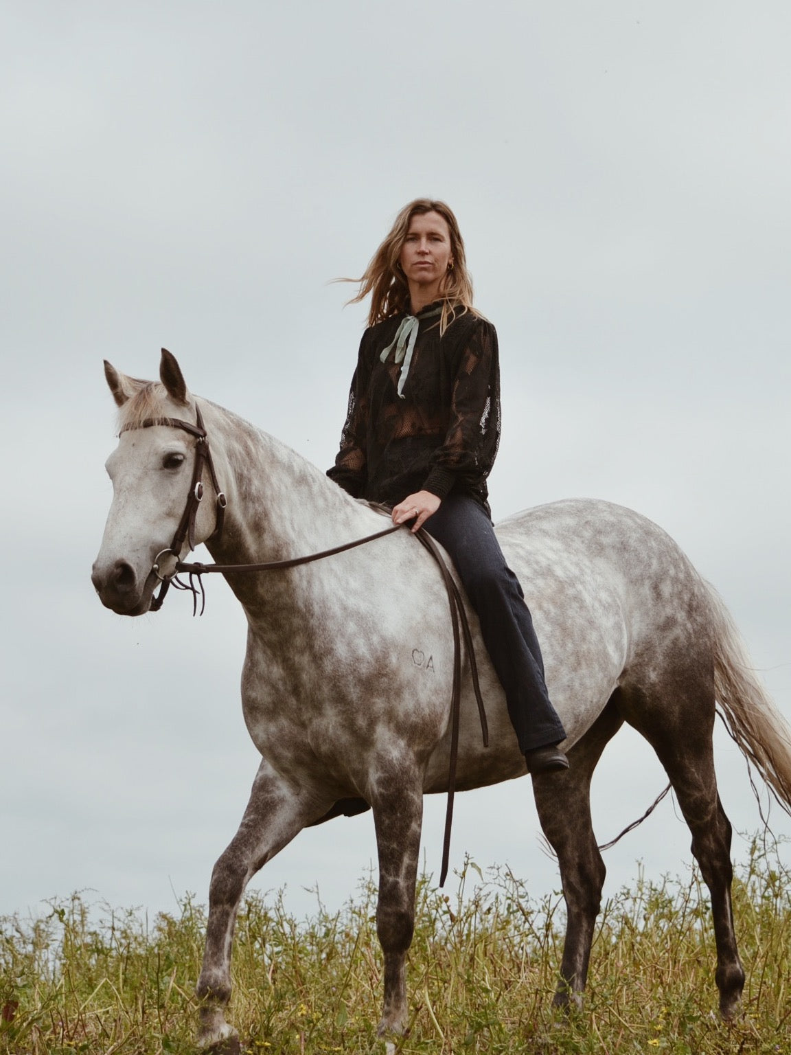 CELESTE CROCHET COTTON BLOUSE BLACK