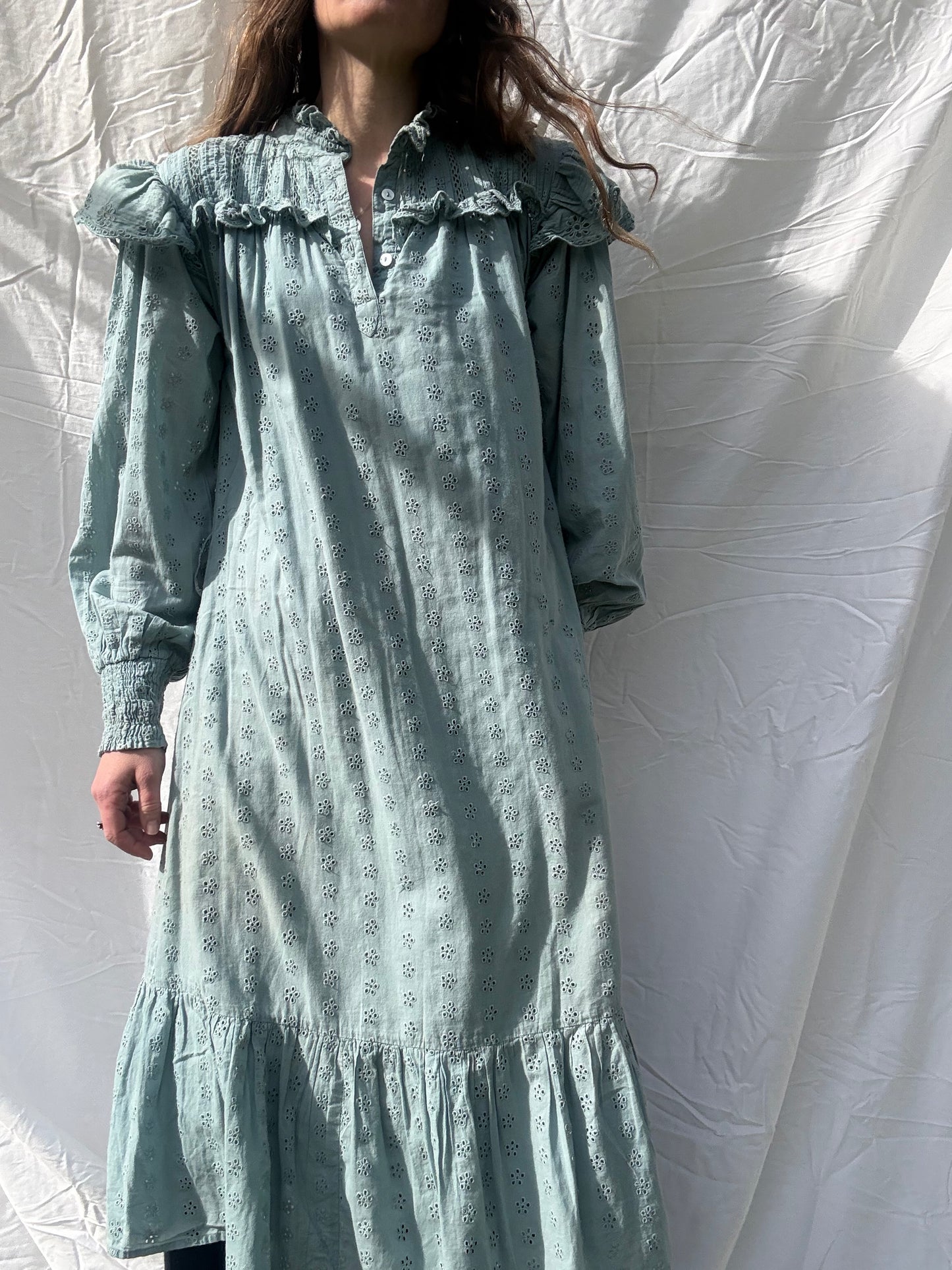 PRELOVED - 100% RECYCLED COTTON - CLOTHILDE DRESS DUSTY TEAL SMALL
