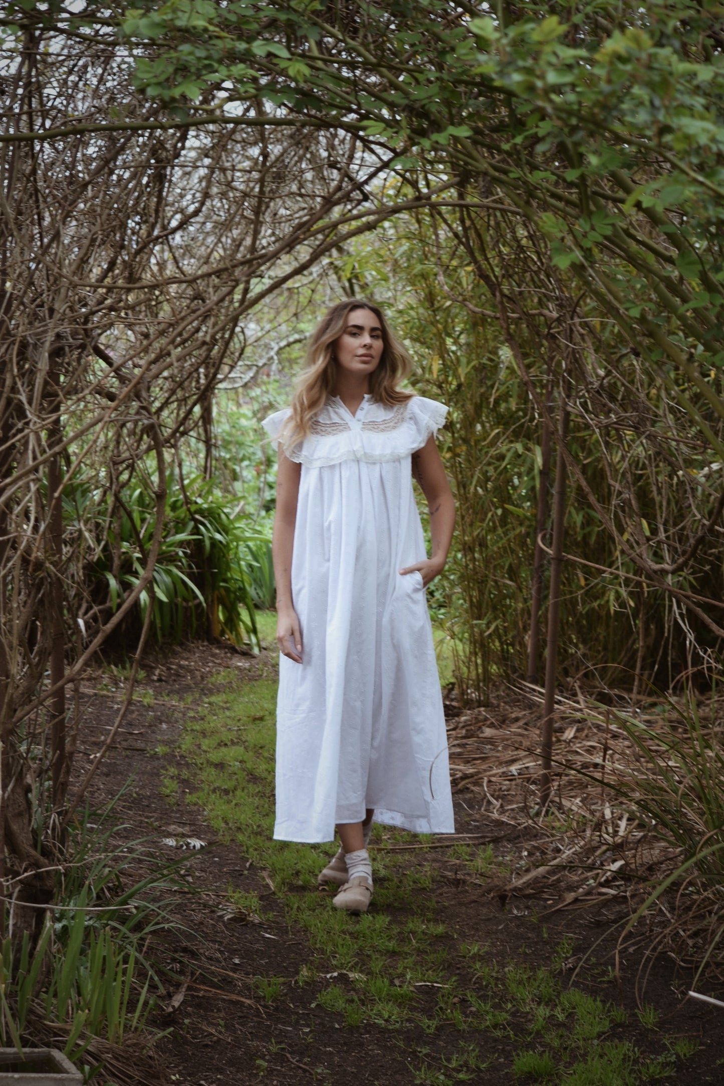 100% RECYCLED COTTON - REVERIE DRESS WHITE