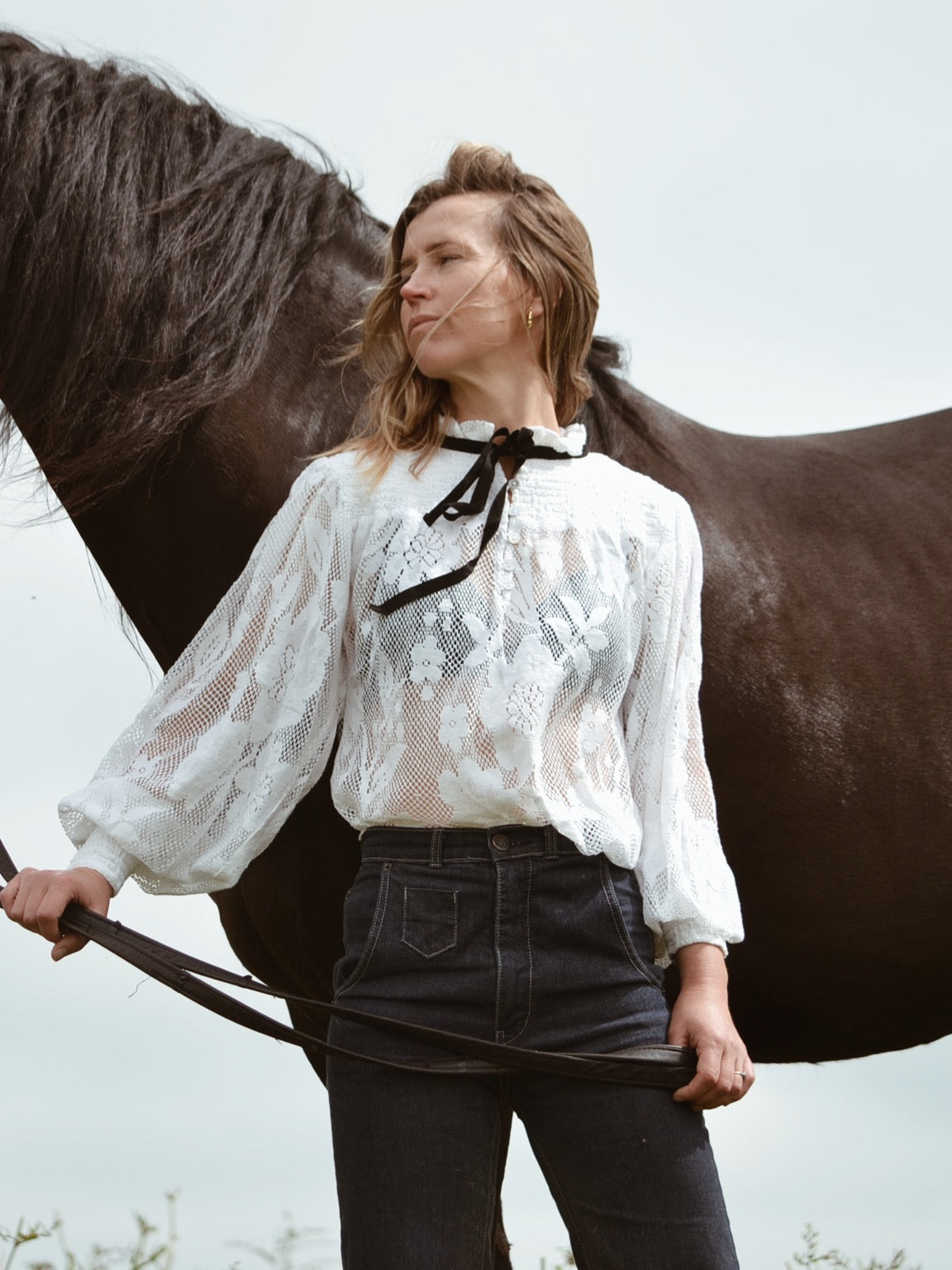 CELESTE CROCHET COTTON BLOUSE WHITE