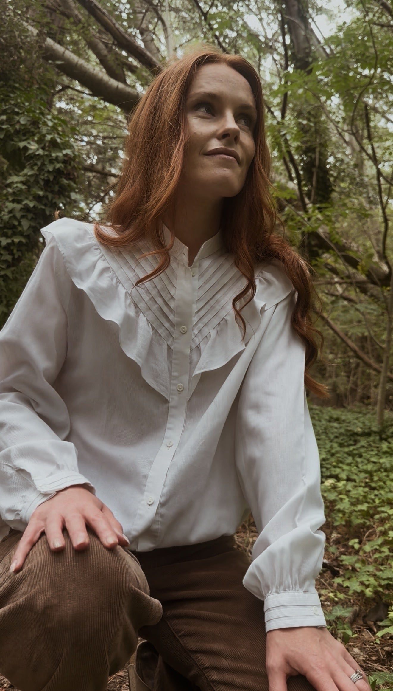 VINTAGE HANDMADE FRILL BLOUSE S-M