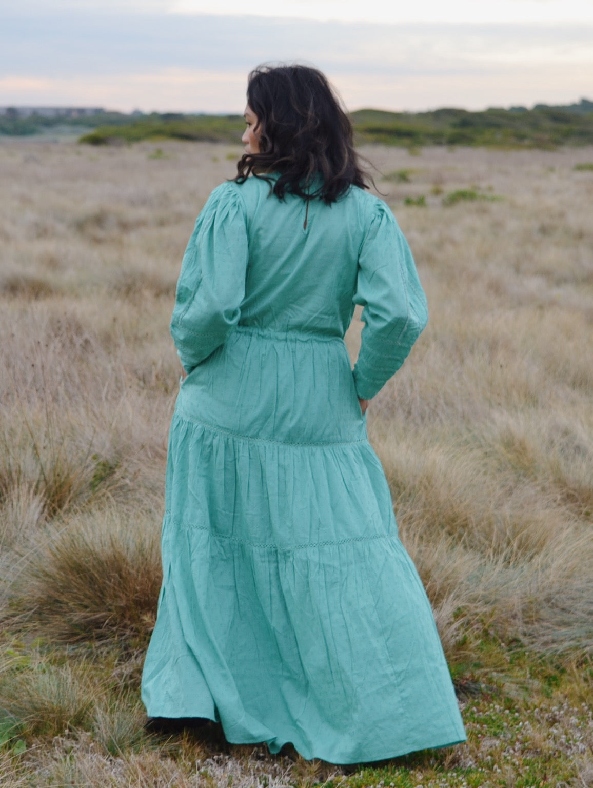 SAINSBURY COTTON LACE DRESS LAGOON GREEN