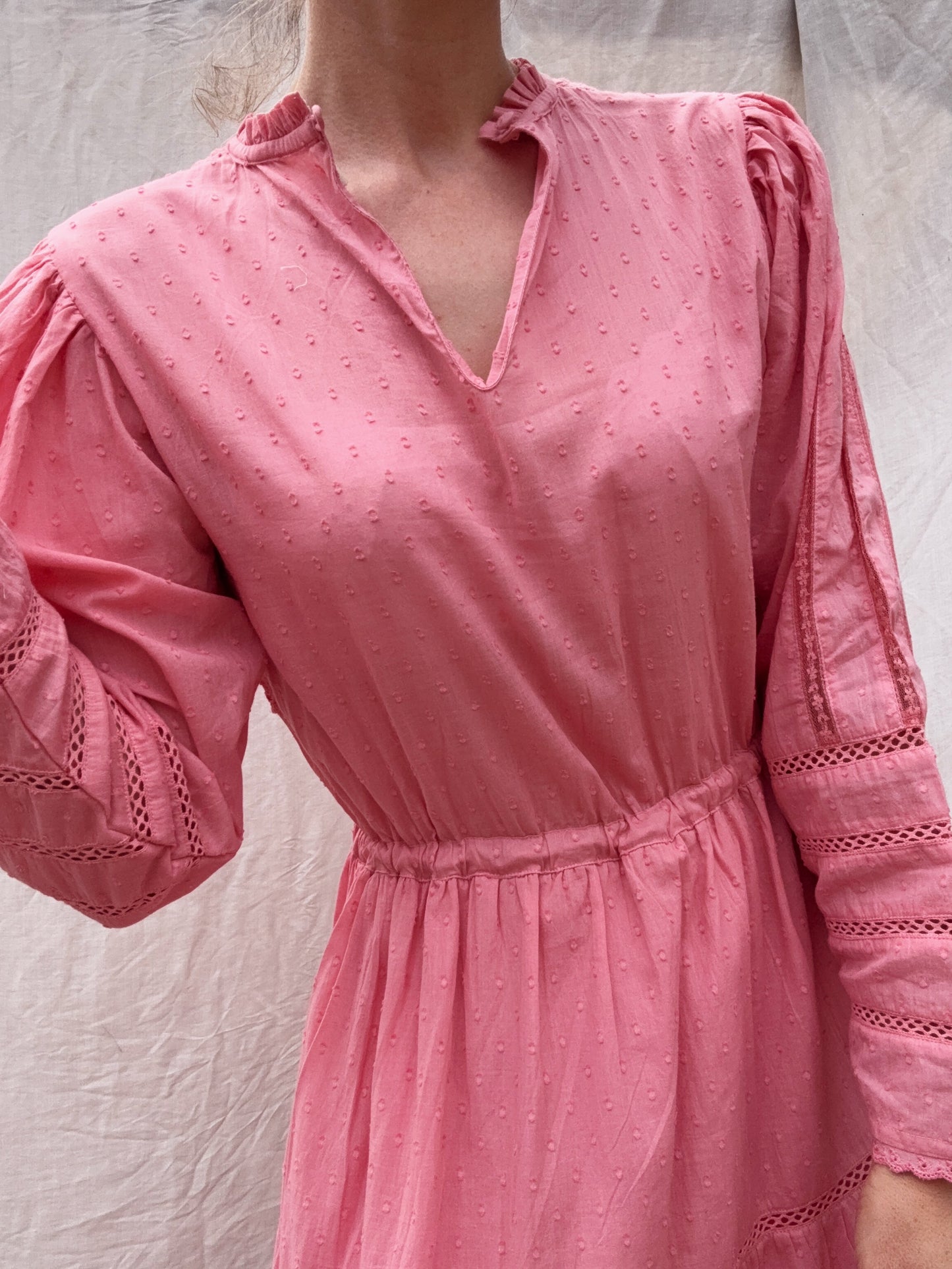 SAINSBURY COTTON LACE DRESS PINK