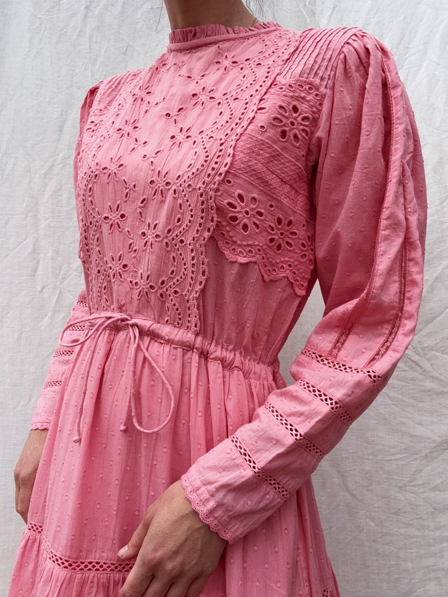 SAINSBURY COTTON LACE DRESS PINK