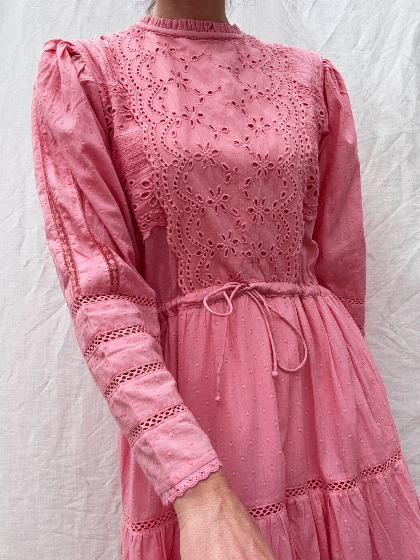 SAINSBURY COTTON LACE DRESS PINK