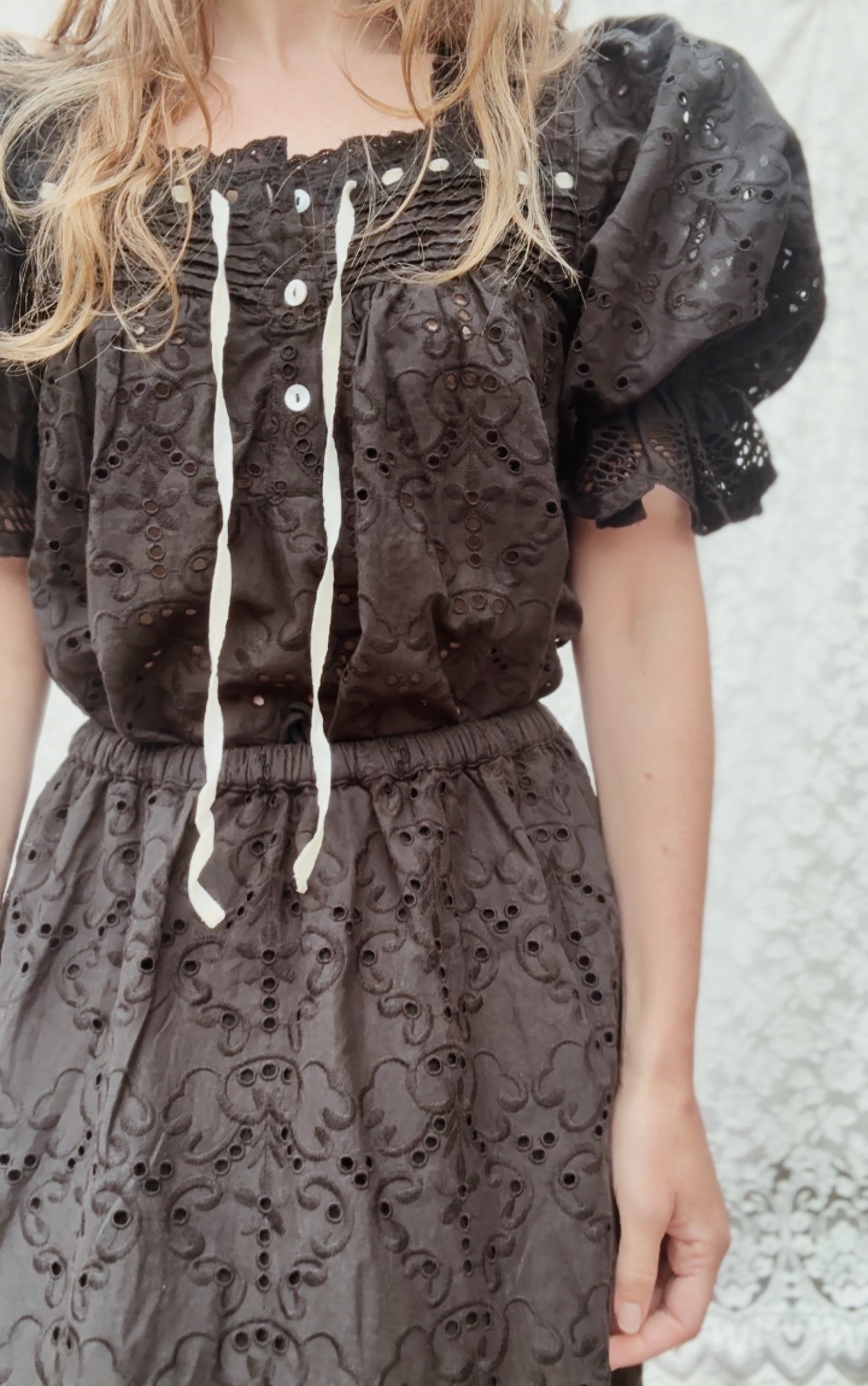 100% RECYCLED COTTON - MORNING SONG BLOUSE BLACK