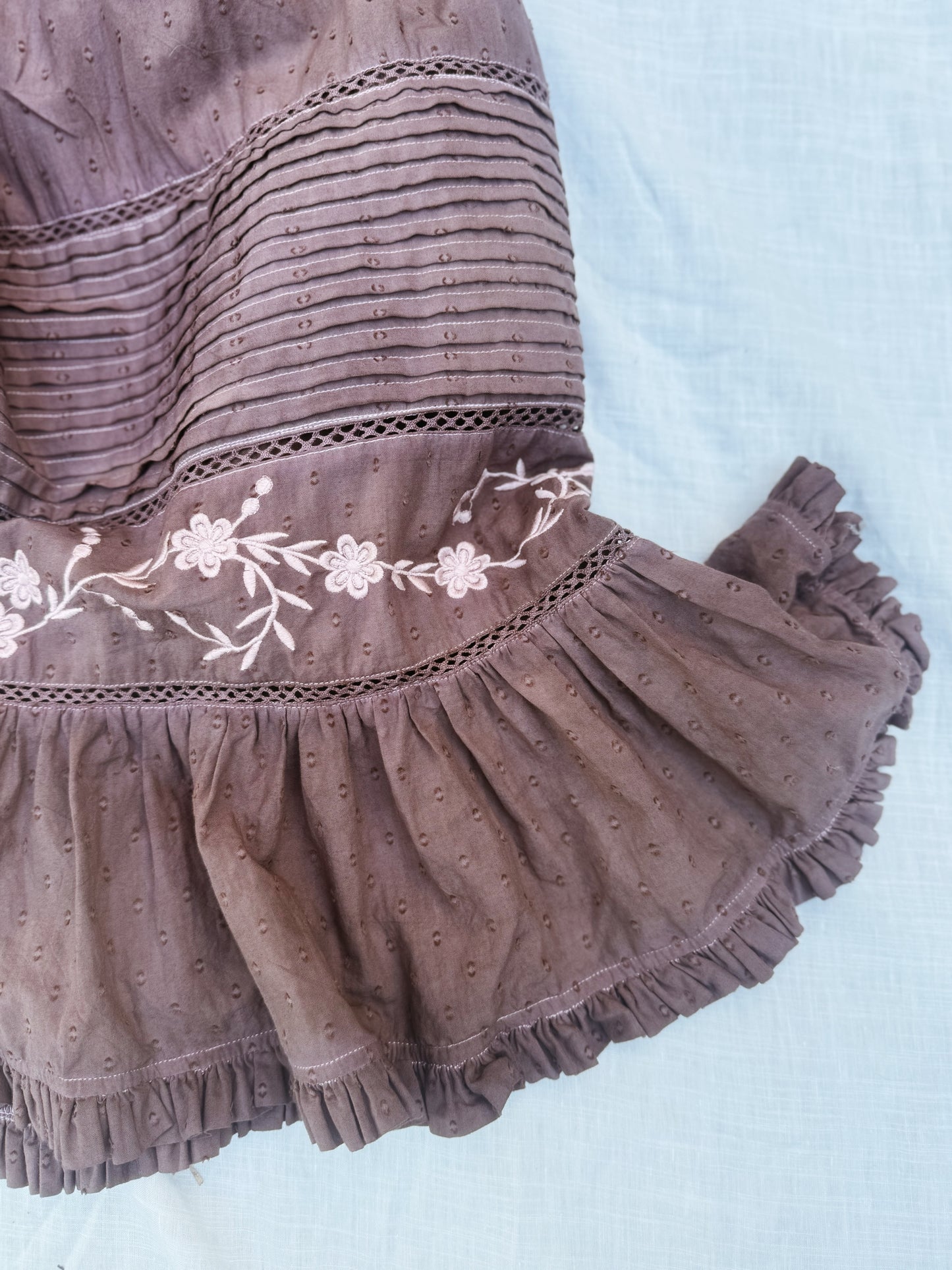 100% RECYCLED COTTON - FAUSTINE DRESS PASTEL WASHED BROWN