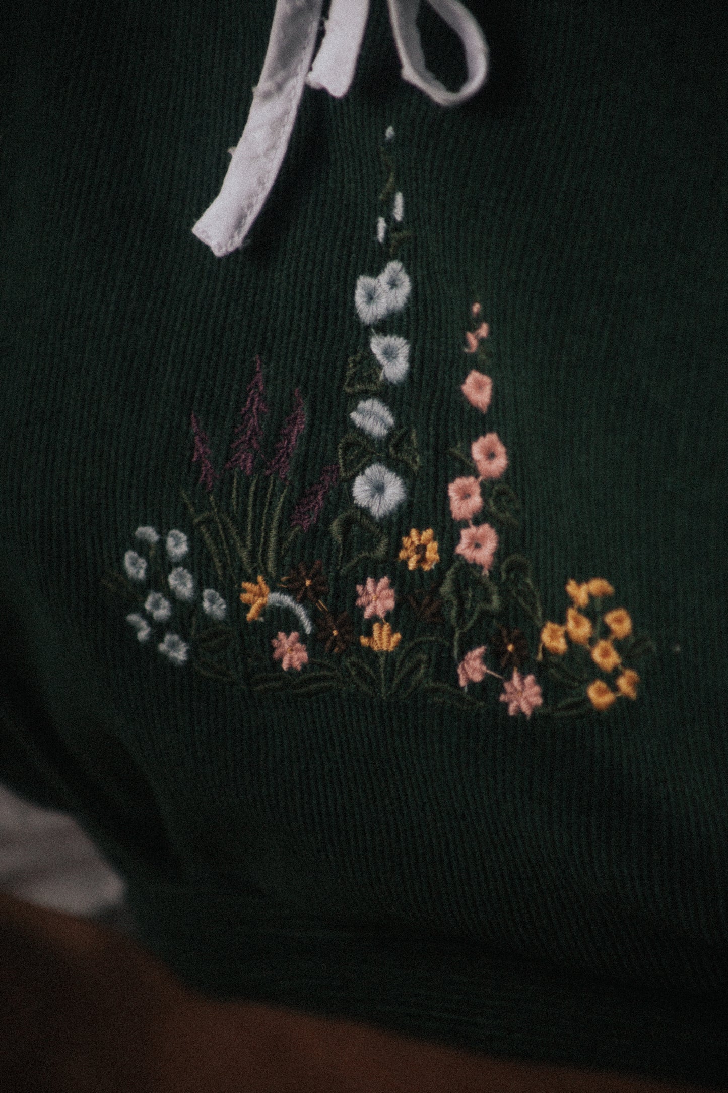 100% RECYCLED COTTON - ANOUK RUFFLE PINAFORE/SKIRT CORDUROY FOREST GREEN