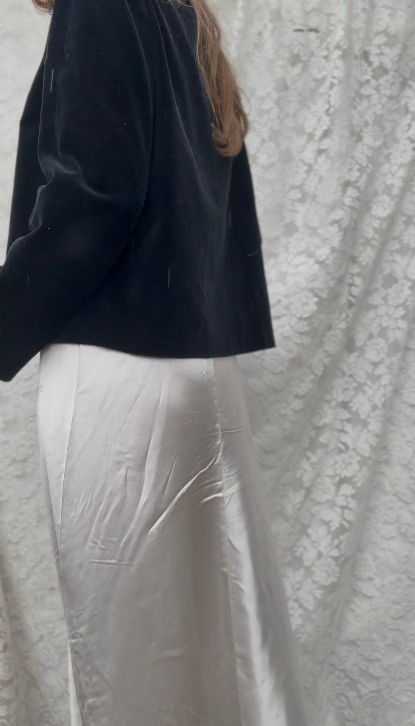 VINTAGE ELIZA BLACK COTTON VELVETEEN JACKET XS - M