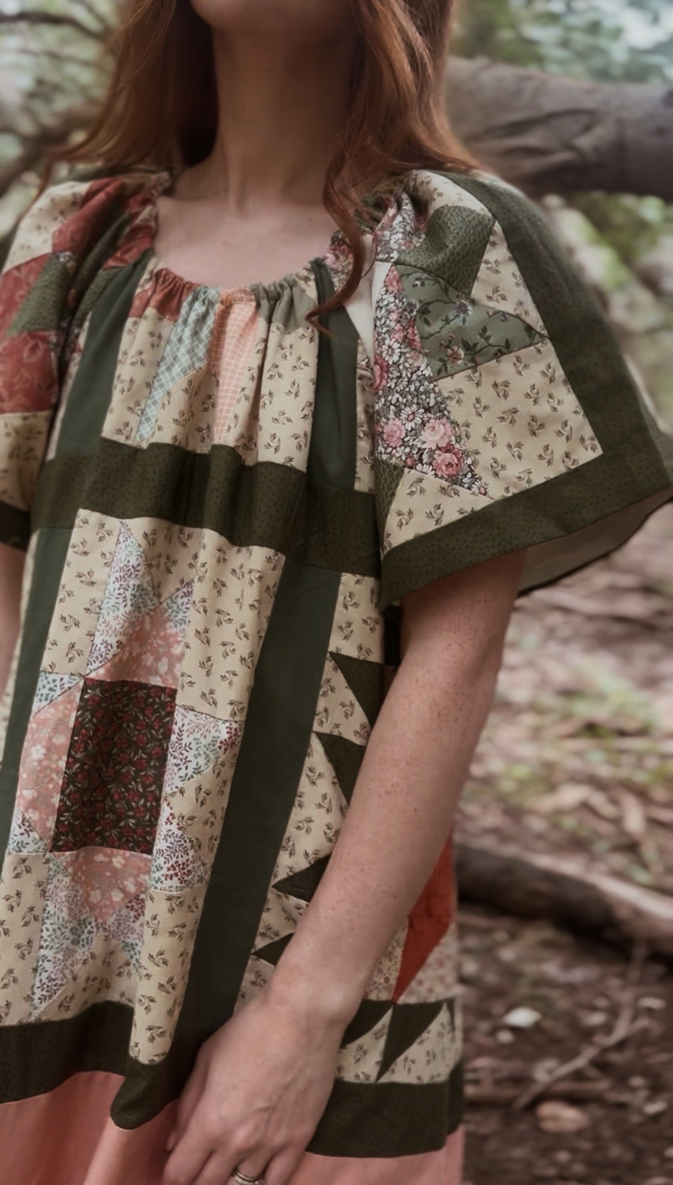 ONE OF A KIND REWORKED PATCHWORK SMOCK DRESS S-L