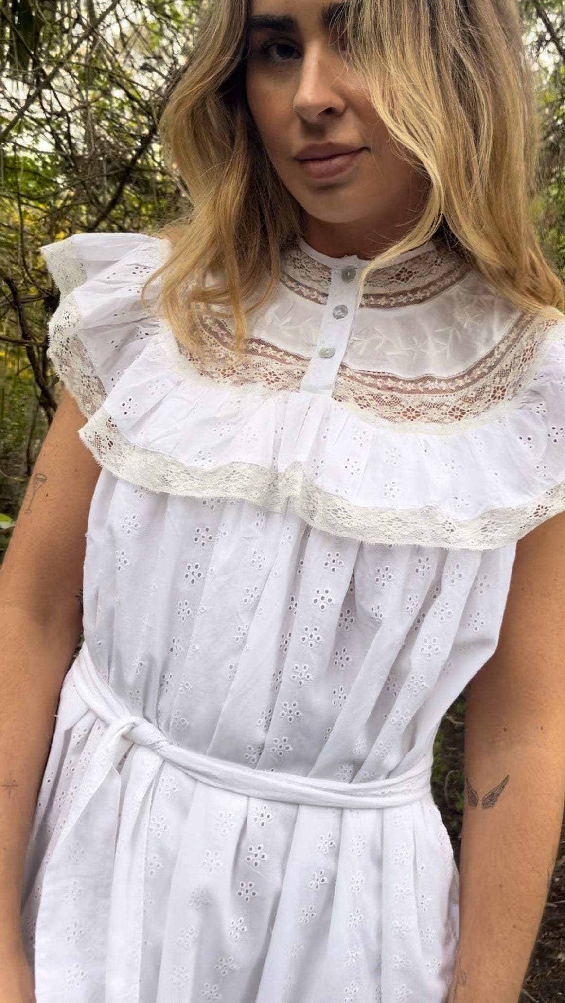 100% RECYCLED COTTON - REVERIE DRESS WHITE