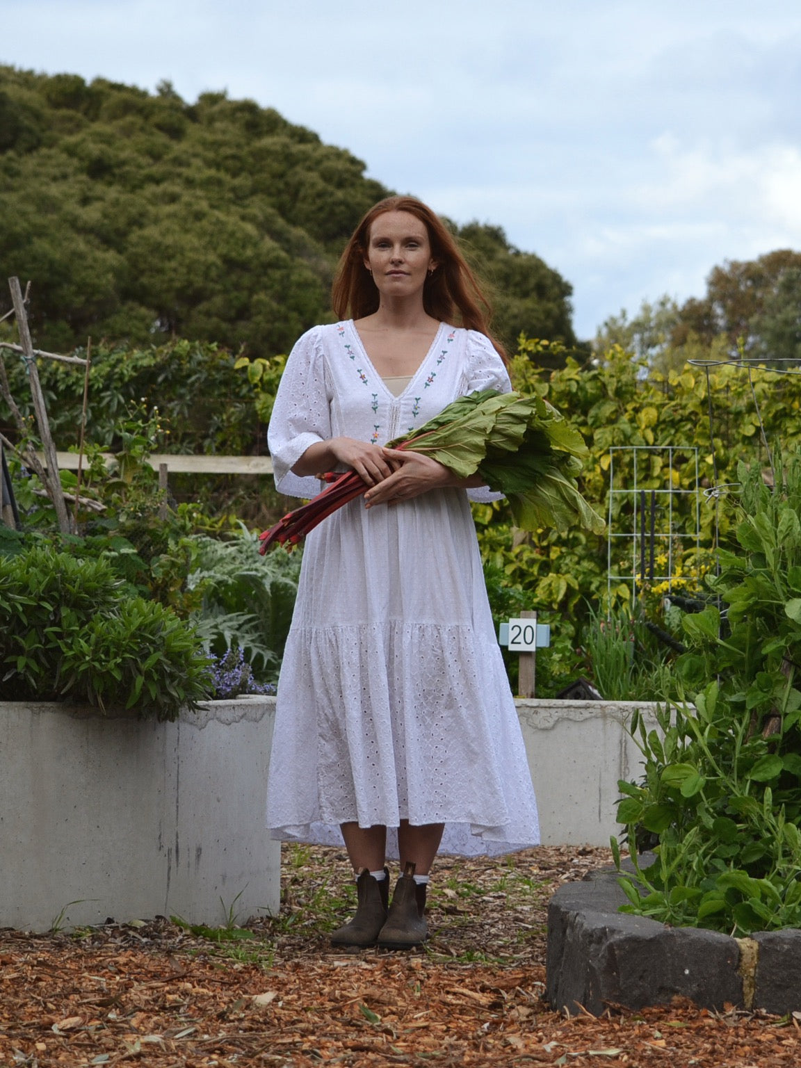 REWORKED COTTON LACE EMBROIDERED DRESS