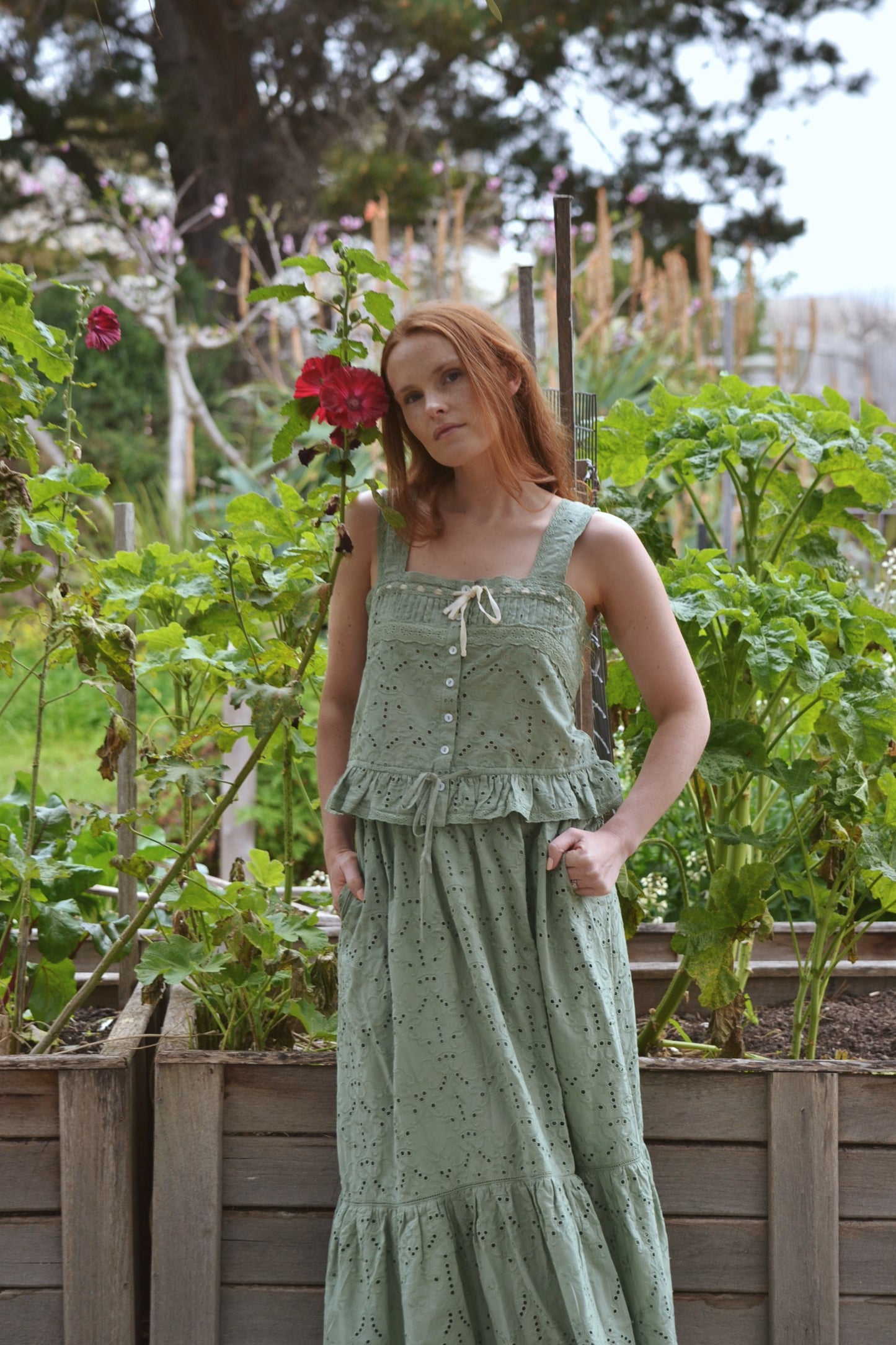 100% RECYCLED COTTON - ETIENNE CAMI SAGE