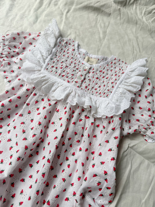 PREORDER - 100% RECYCLED COTTON - ANNABELLE GIRL'S STRAWBERRY DRESS
