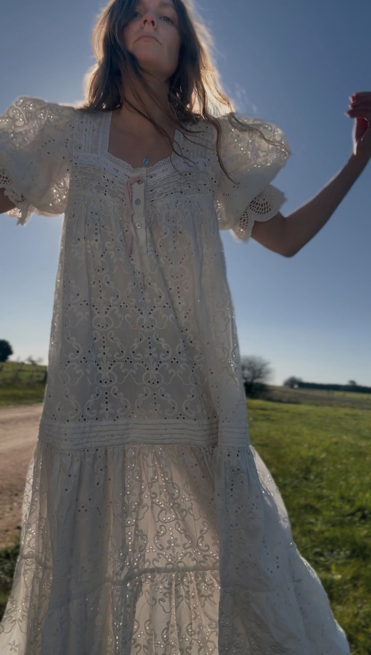 100% RECYCLED COTTON - MORNING SONG DRESS WHITE BRODERIE COTTON