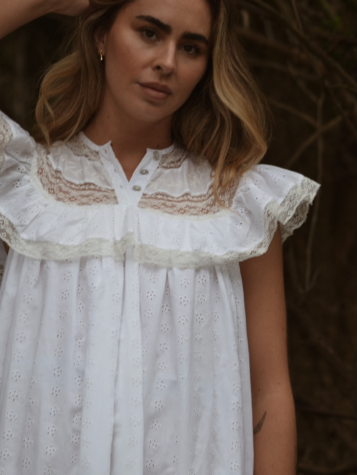 100% RECYCLED COTTON - REVERIE DRESS WHITE