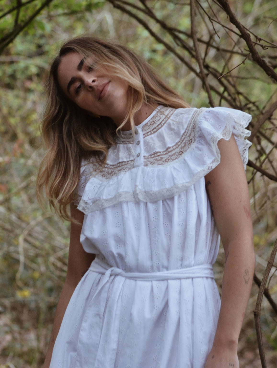 100% RECYCLED COTTON - REVERIE DRESS WHITE