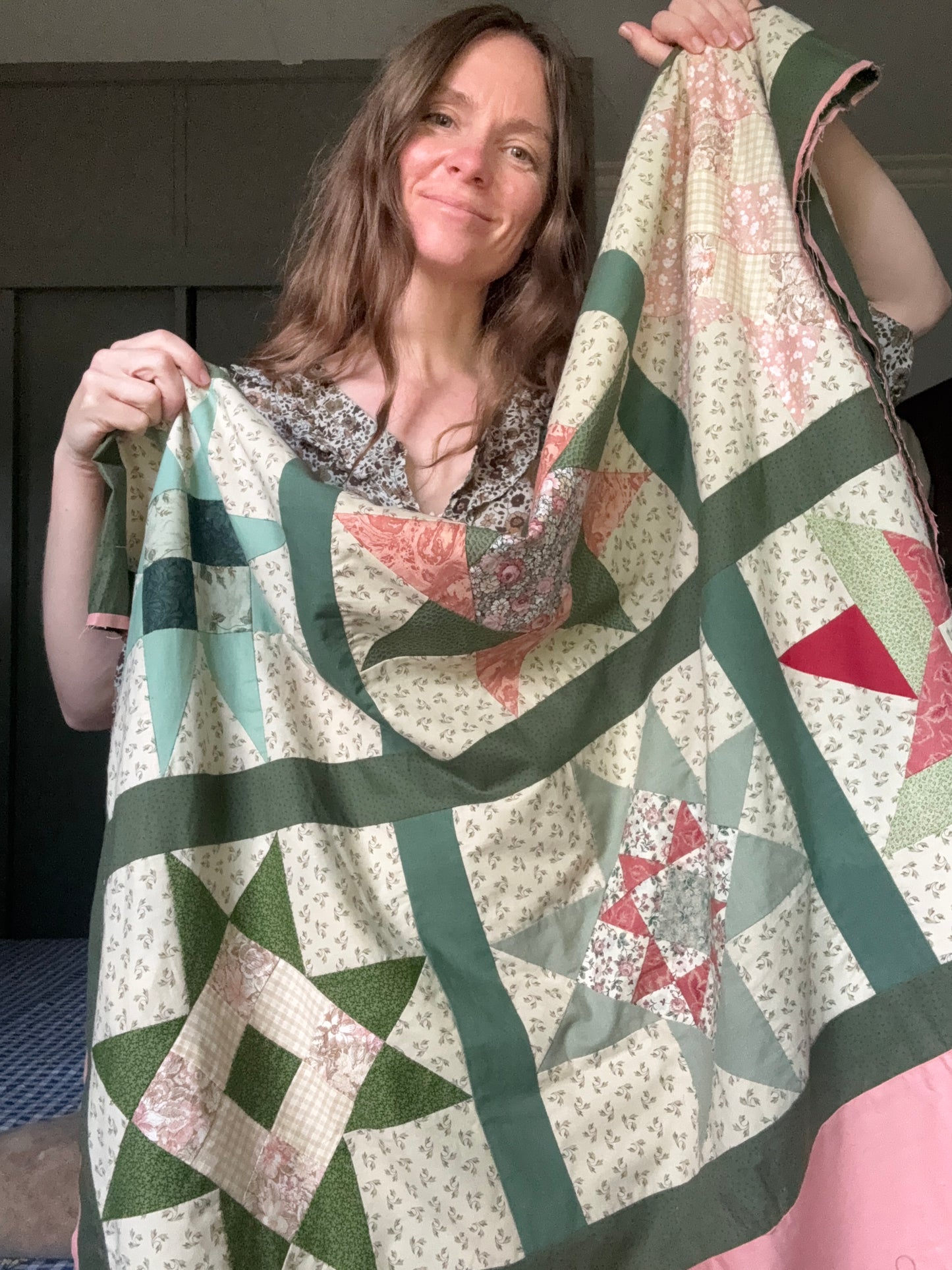 ONE OF A KIND REWORKED PATCHWORK SMOCK DRESS S-L