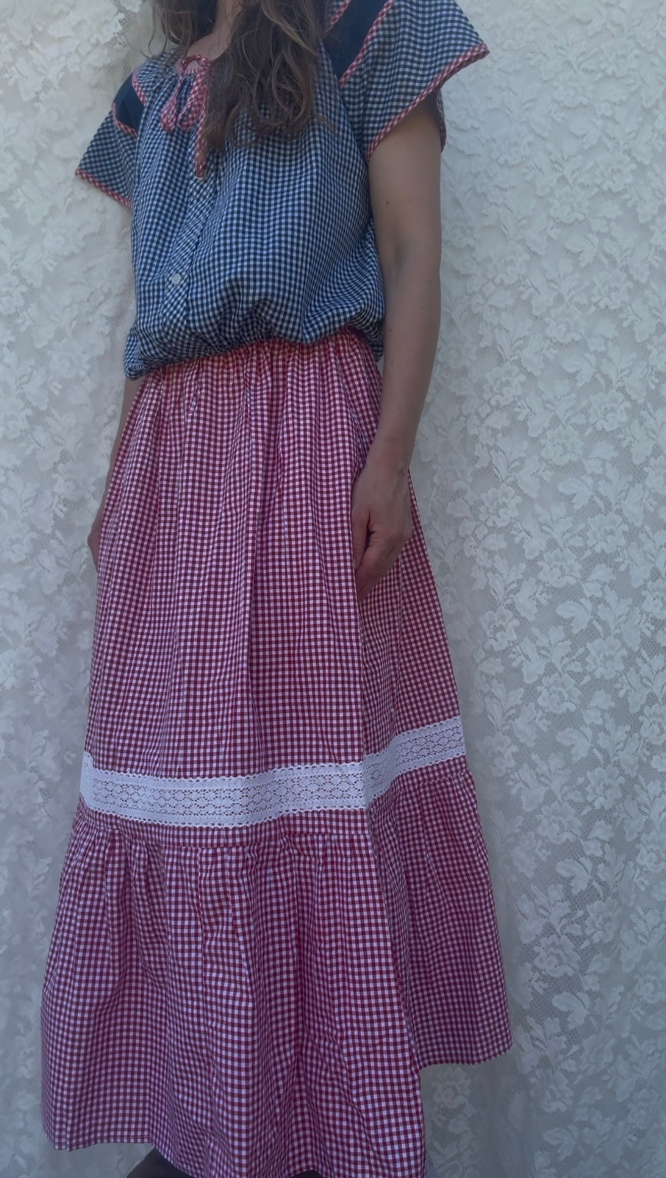 ANYA SKIRT RED GINGHAM