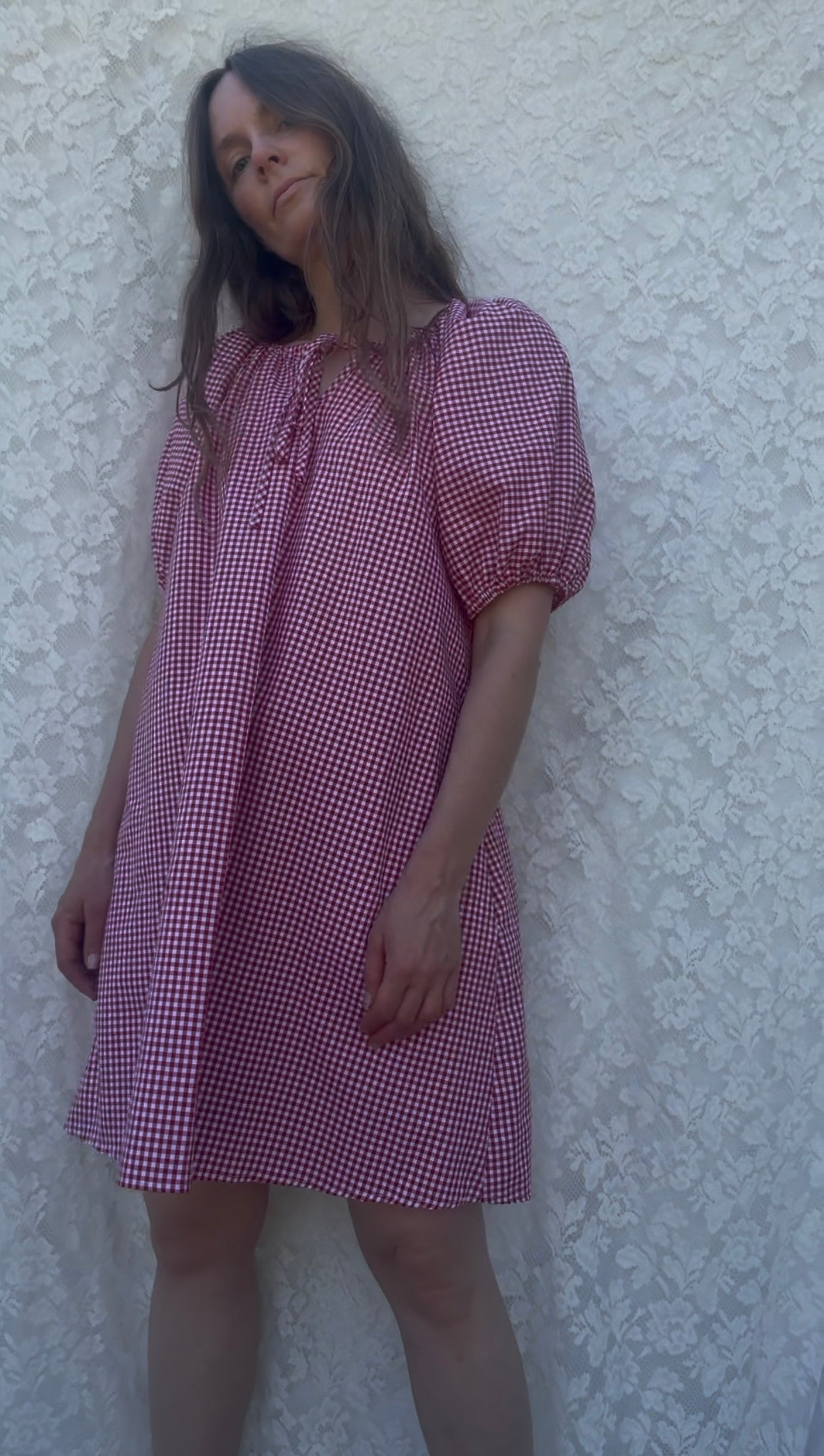POPPY SMOCK DRESS RED GINGHAM COTTON