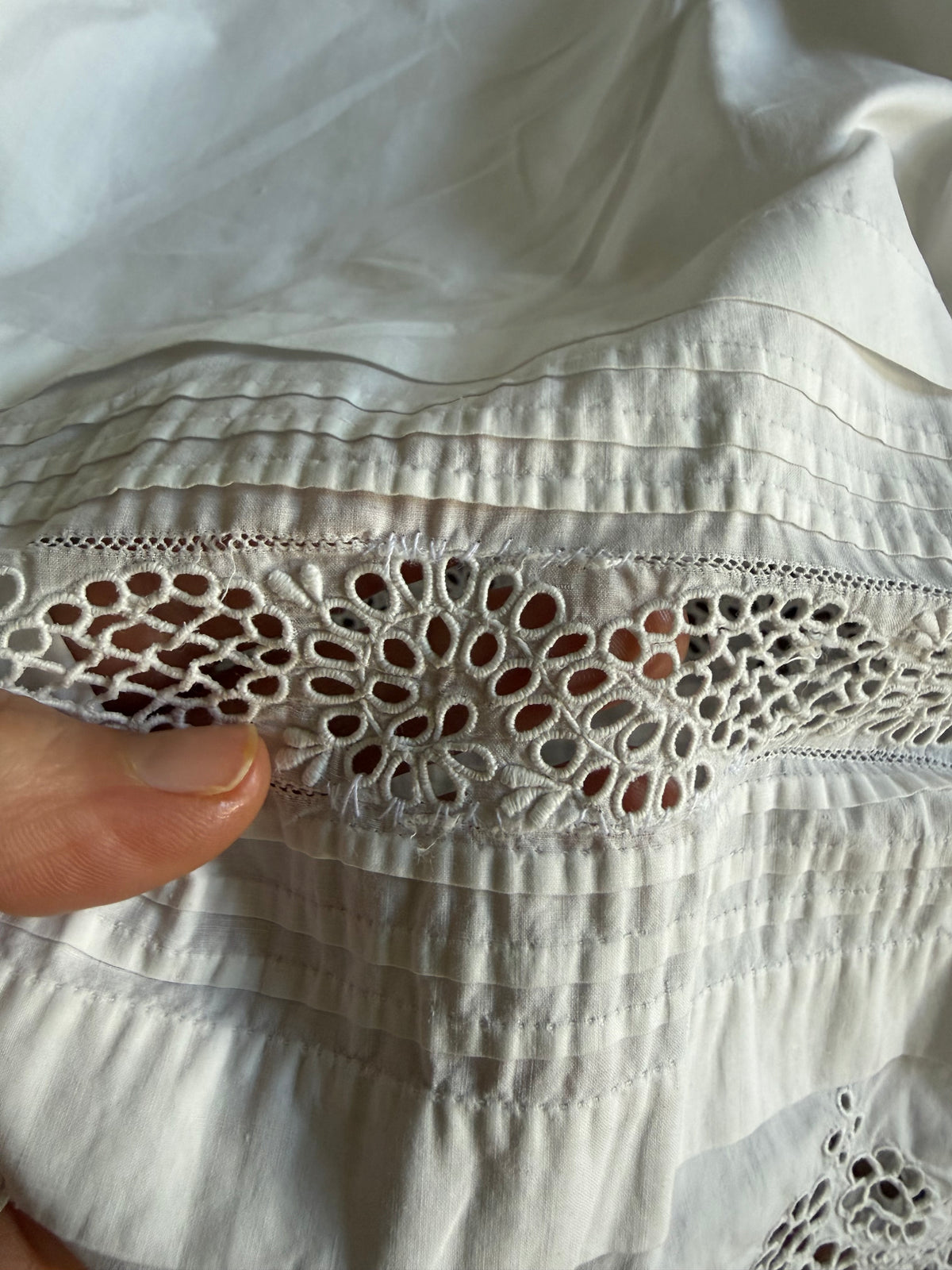 ONE OF A KIND — EARLY 1900s CHRISTENING DRESS REWORKED SKIRT XS-S