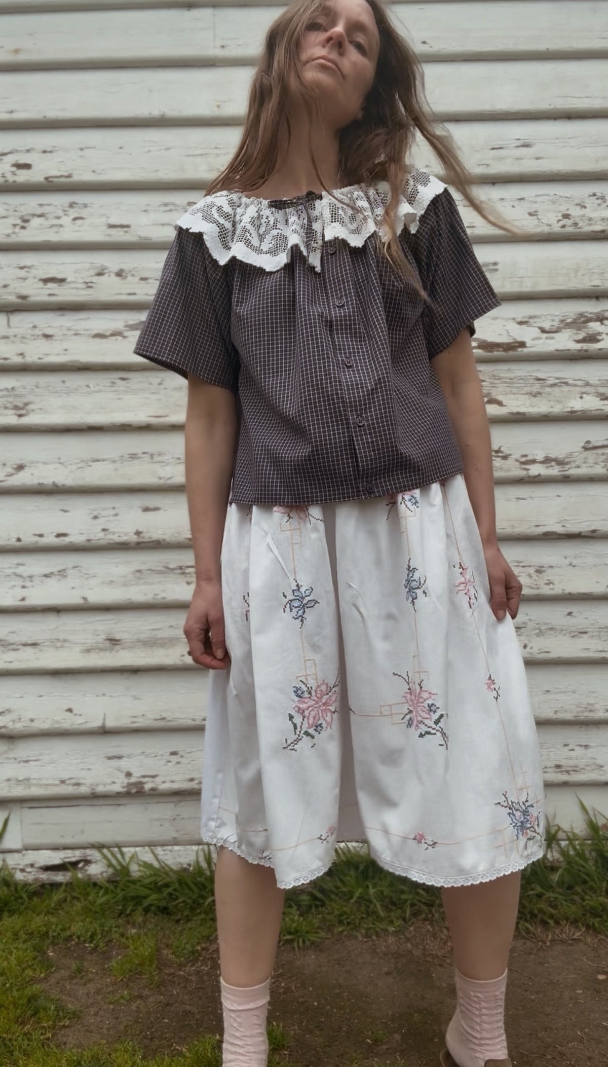 ONE OF A KIND VINTAGE FILET LACE BLOUSE — XS/S