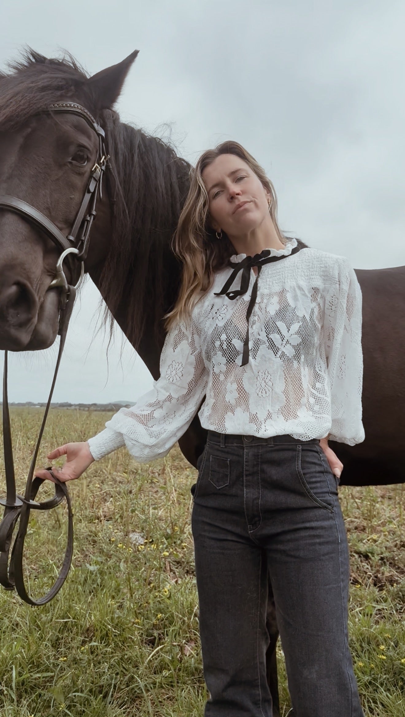 CELESTE CROCHET COTTON BLOUSE WHITE