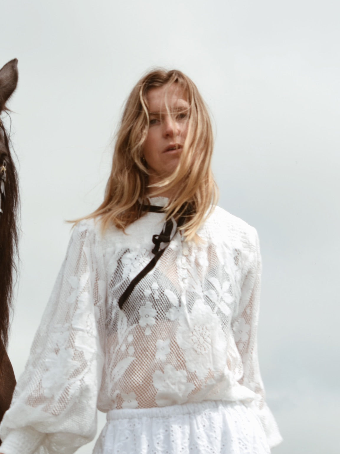 CELESTE CROCHET COTTON BLOUSE WHITE