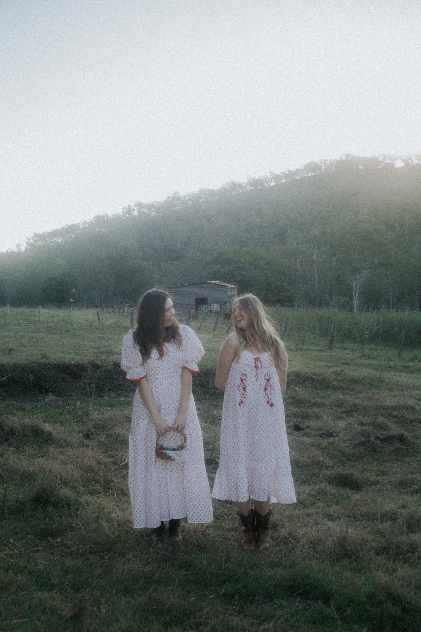 100% RECYCLED COTTON - NIGHTINGALE HAND SMOCKED DRESS STRAWBERRY EMBROIDERED COTTON