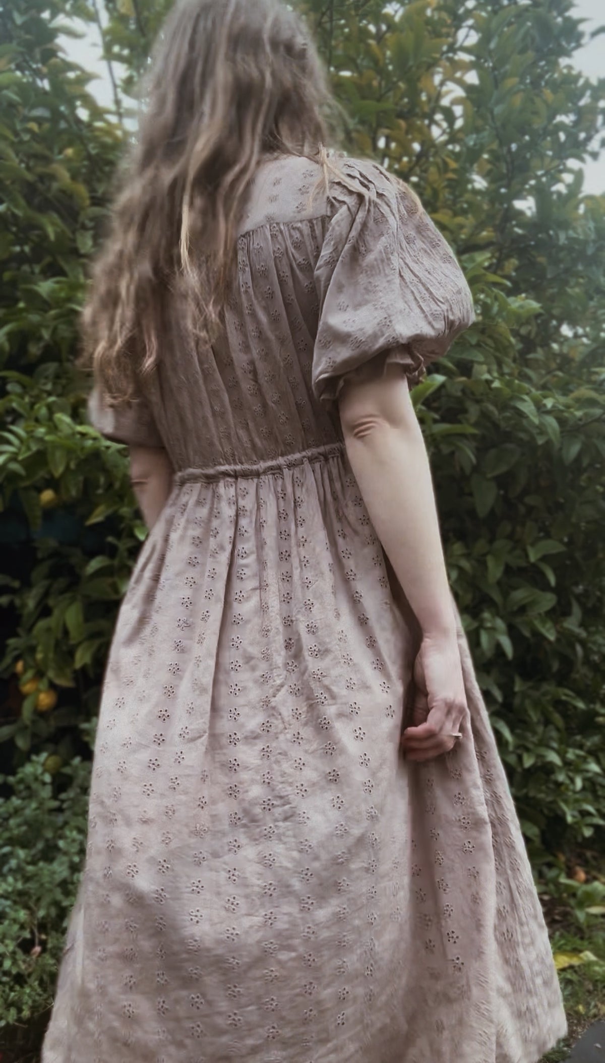 100% RECYCLED COTTON - ONE OF A KIND WINSLOW DRESS MUSHROOM M - L