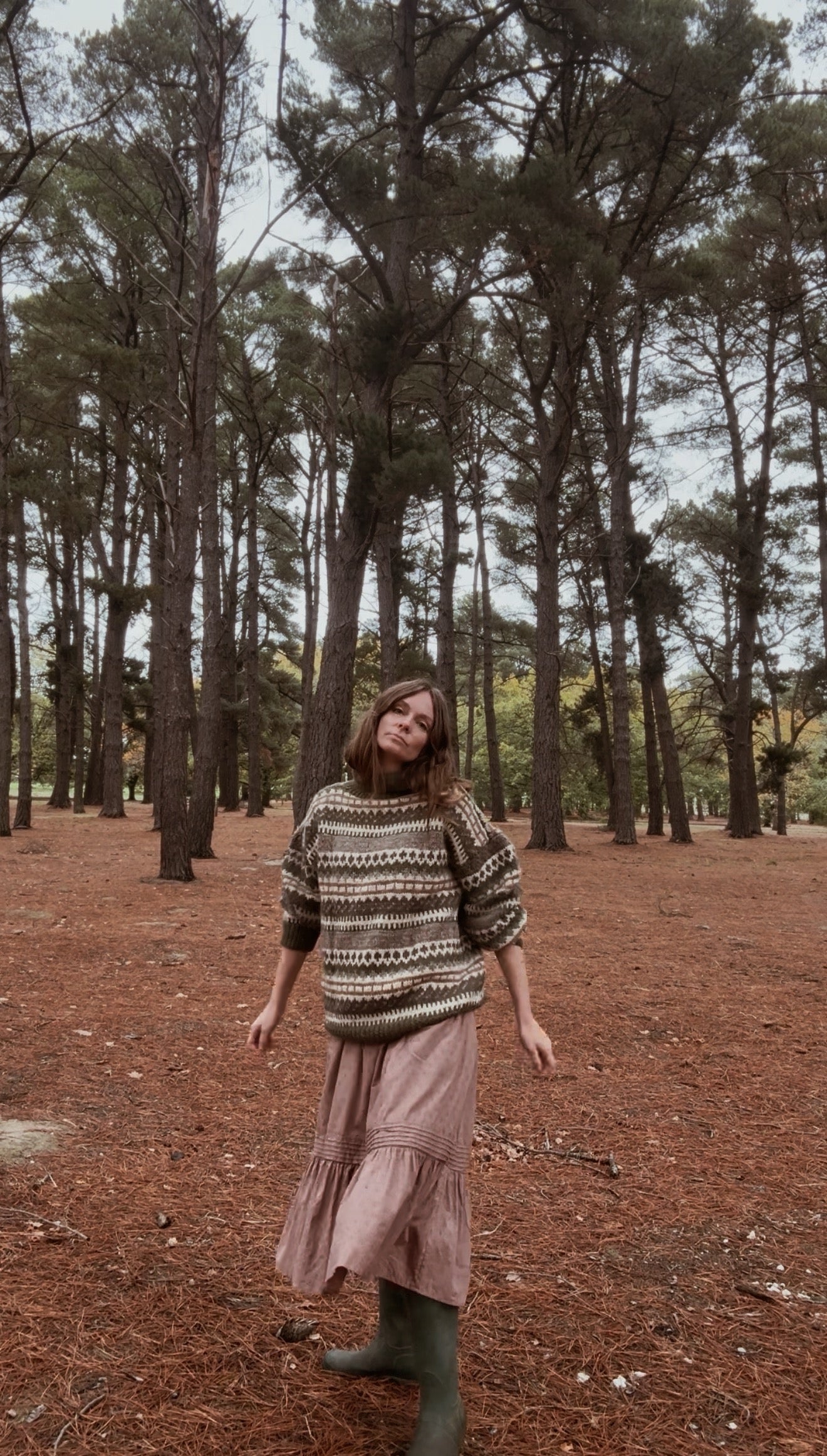 VINTAGE HANDMADE GREEN WOOL JUMPER S-XL