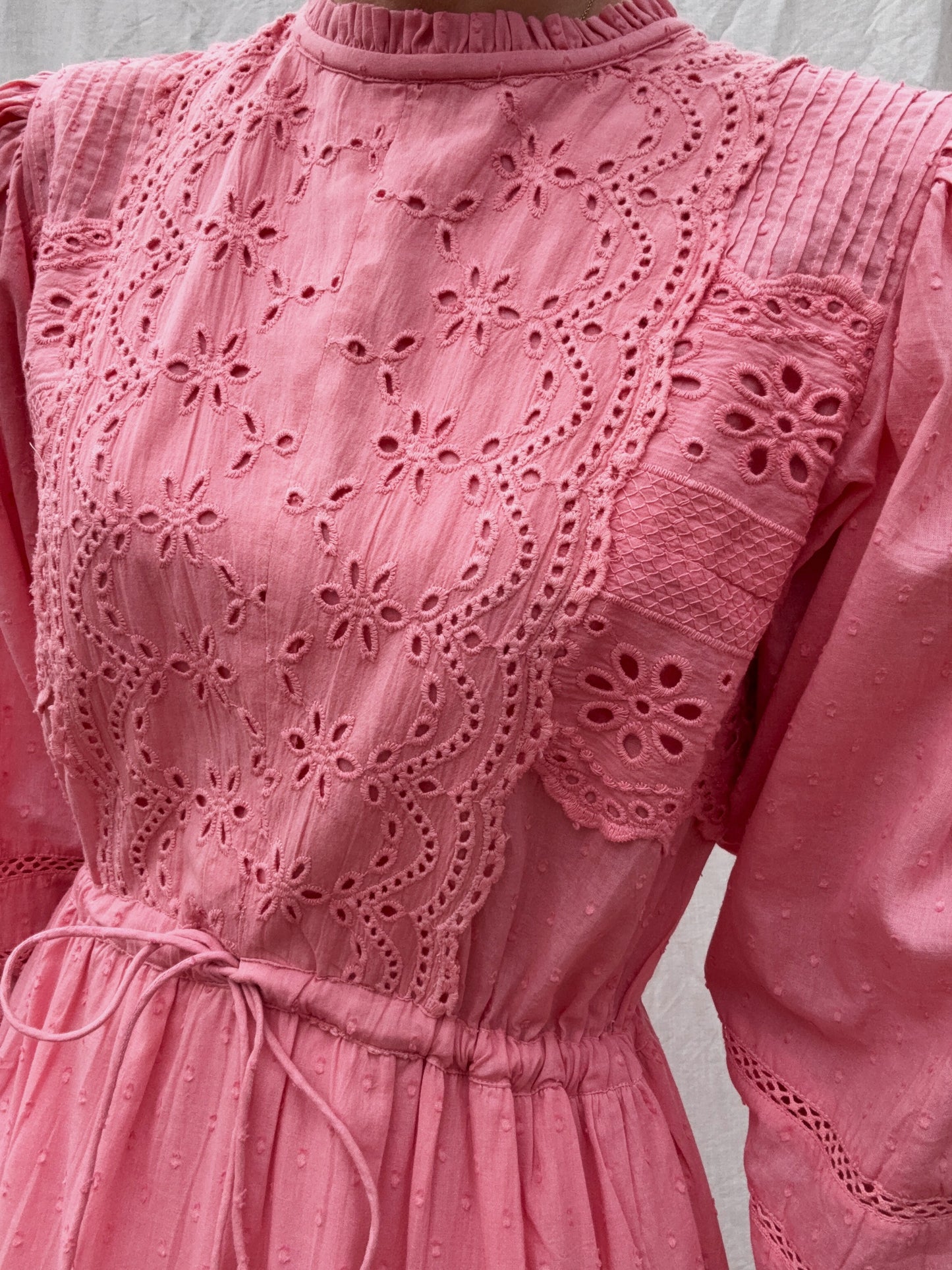 SAINSBURY COTTON LACE DRESS PINK