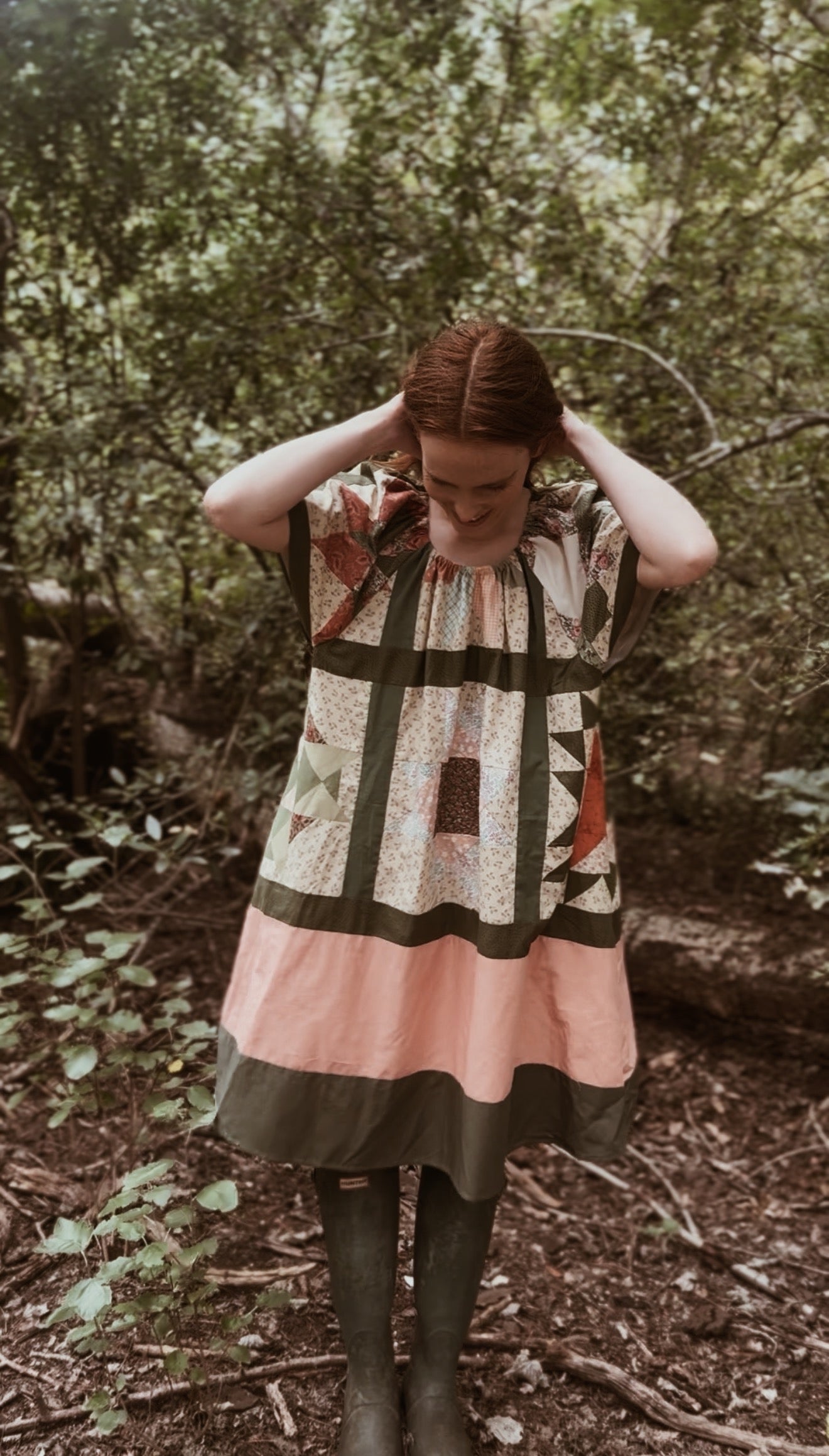 ONE OF A KIND REWORKED PATCHWORK SMOCK DRESS S-L