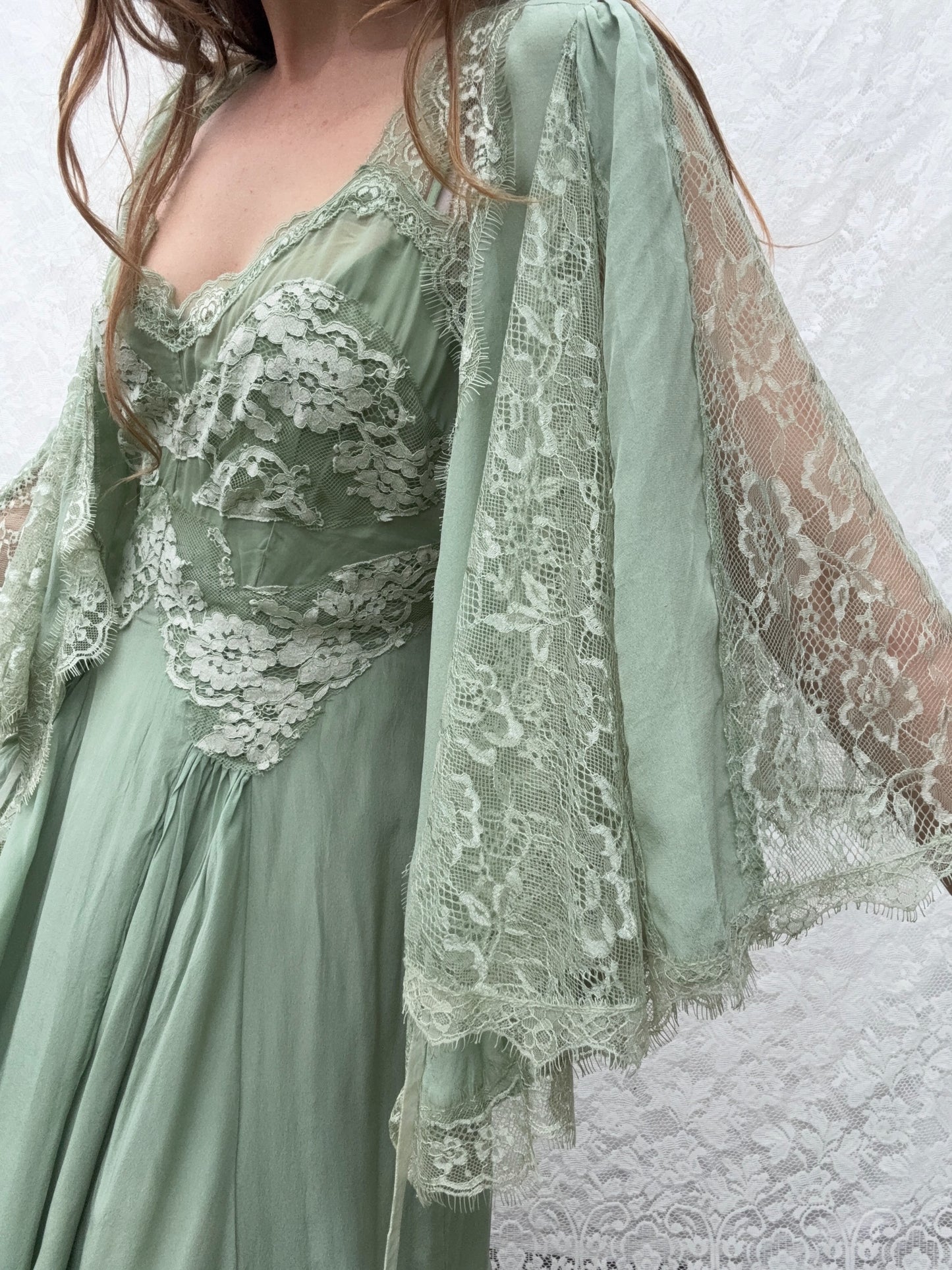 AMORET SILK CAPELET BLOUSE - SAGE