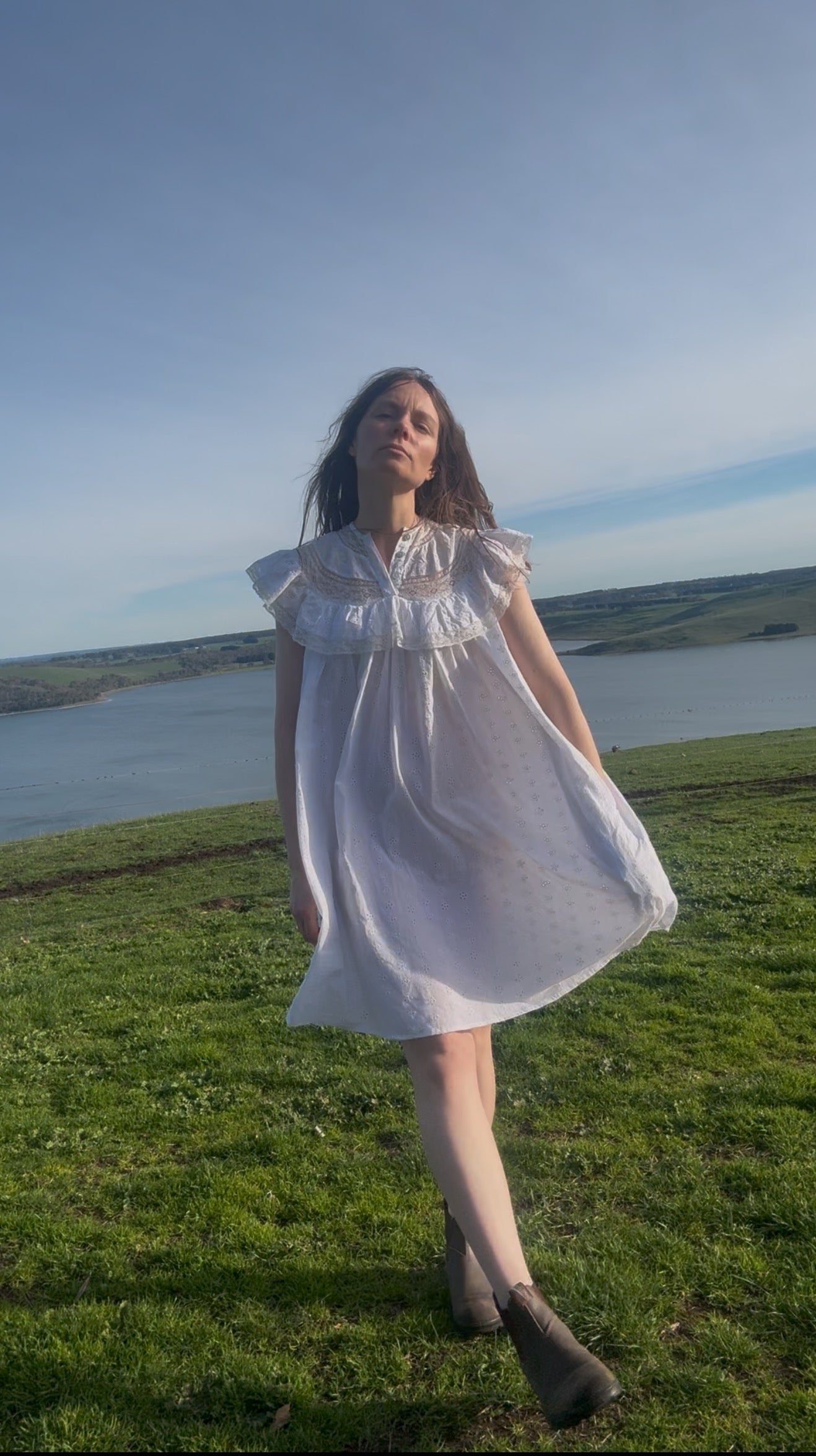 100% RECYCLED COTTON - REVERIE DRESS WHITE SHORT