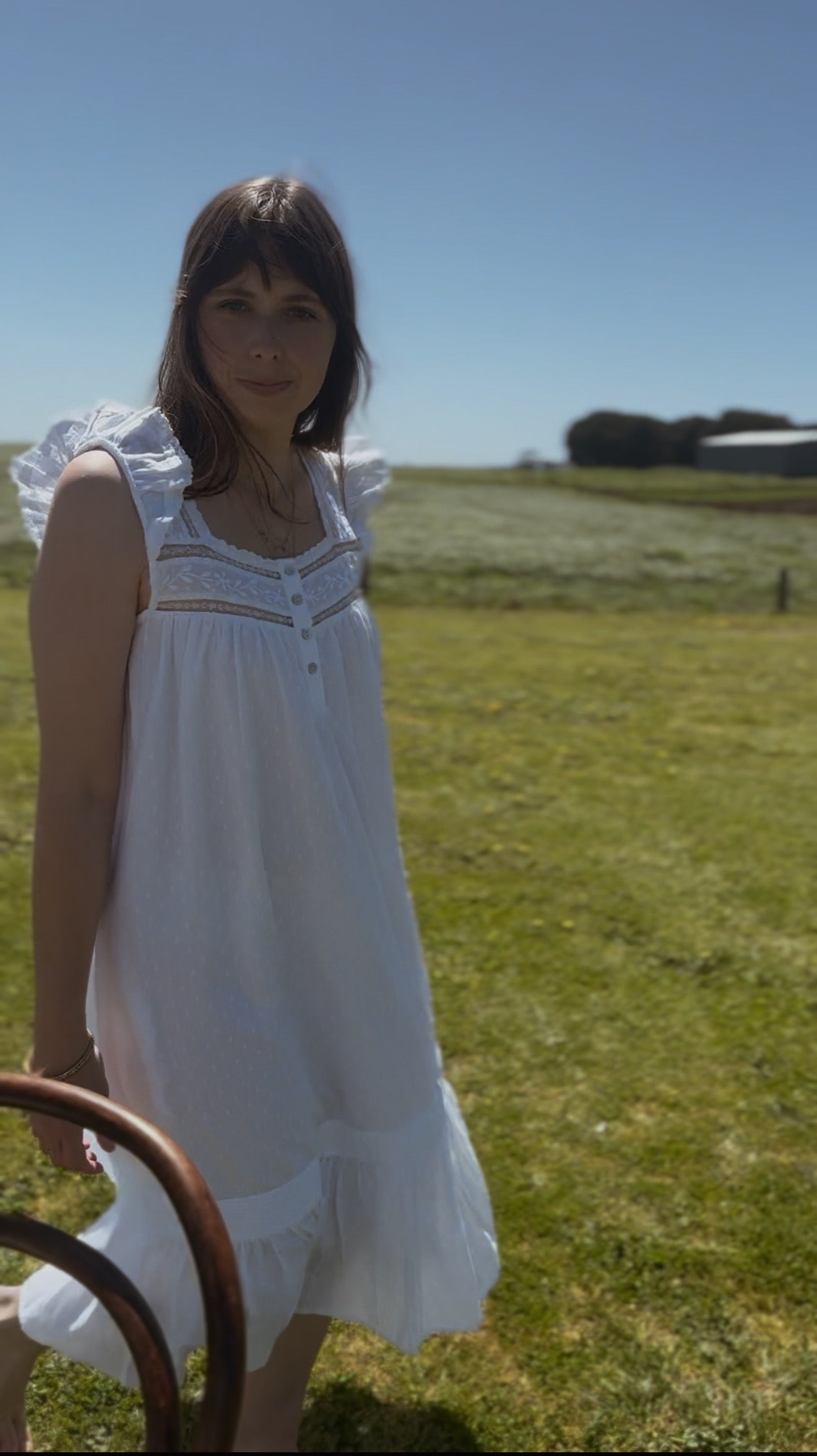 100% RECYCLED COTTON - ALICE DRESS -  WHITE