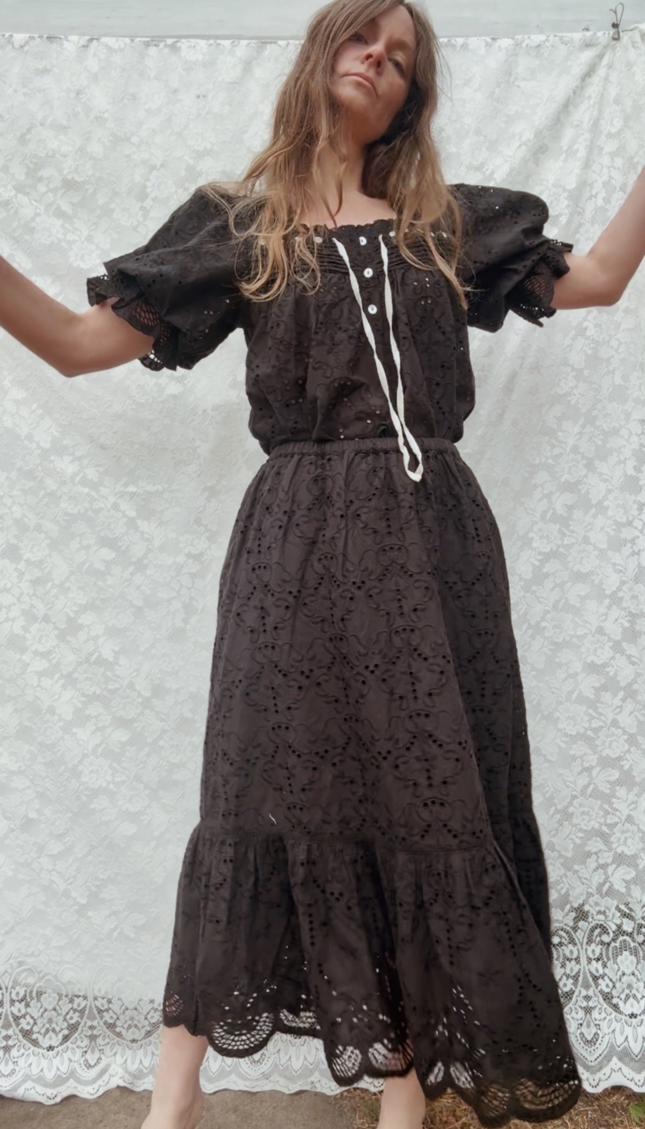 100% RECYCLED COTTON - MORNING SONG BLOUSE BLACK