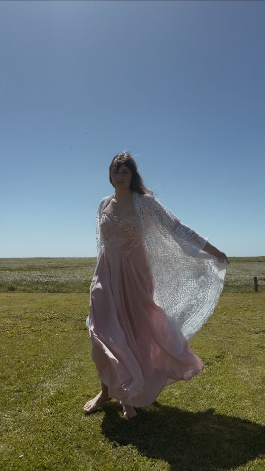 REWORKED - ONE OF A KIND WHITE CROCHET THROW - FREE SIZE