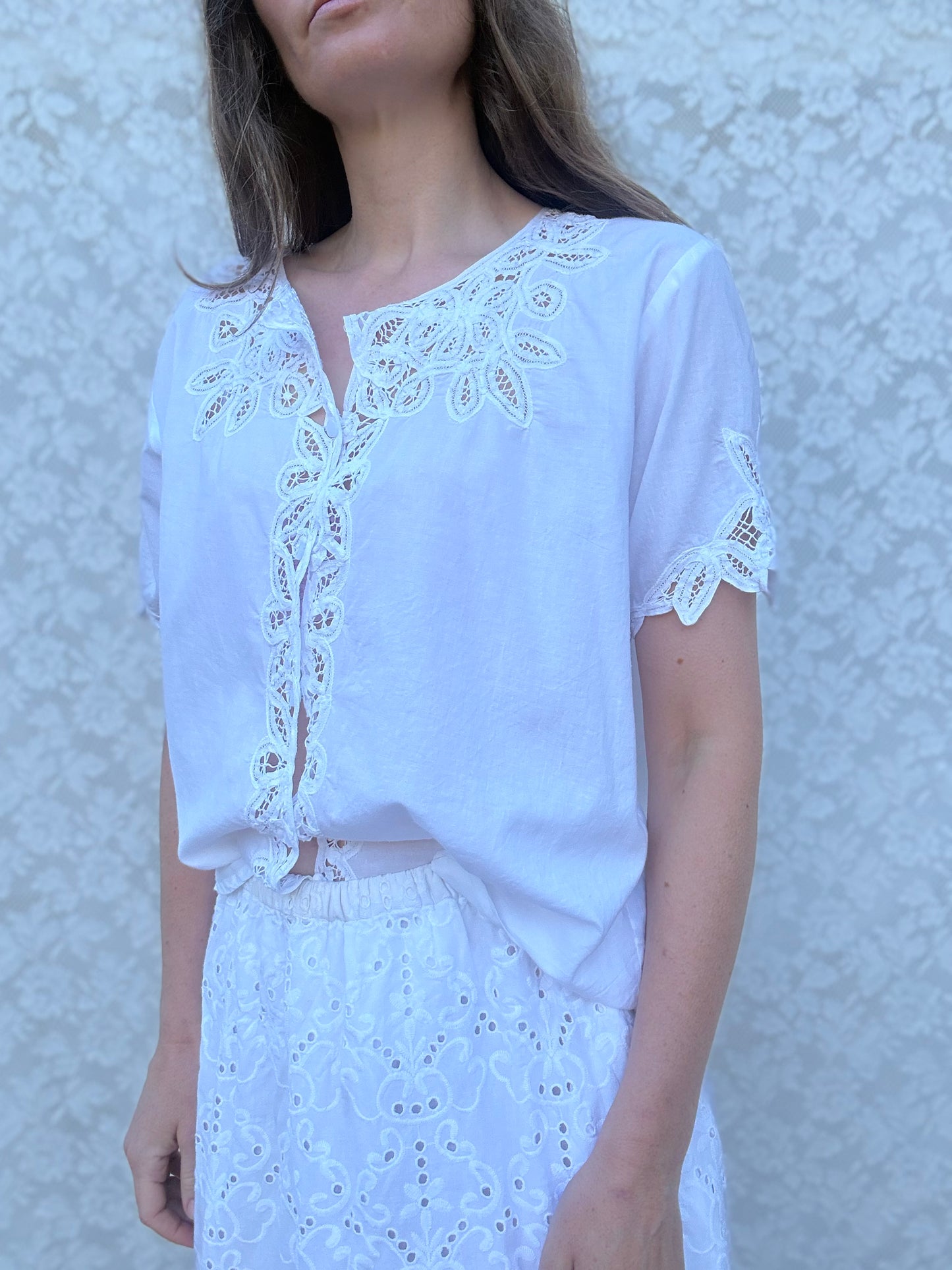 REWORKED - WHITE COTTON BLOUSE 8-12