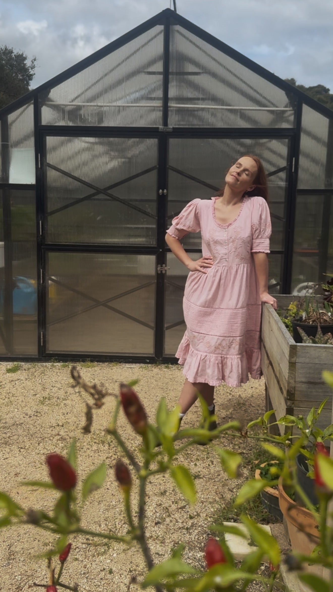 100% RECYCLED COTTON - FAUSTINE DRESS PASTEL PINK