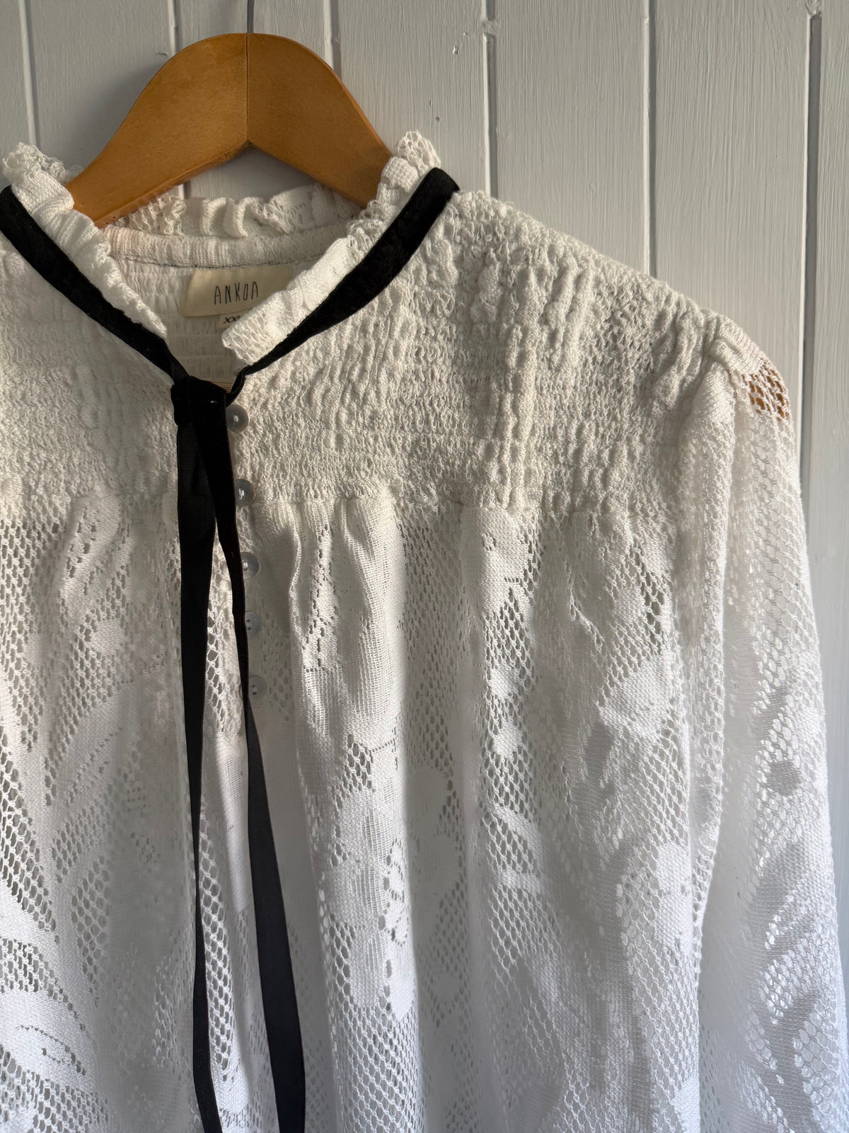 PRELOVED - CELESTE CROCHET COTTON BLOUSE WHITE XXL